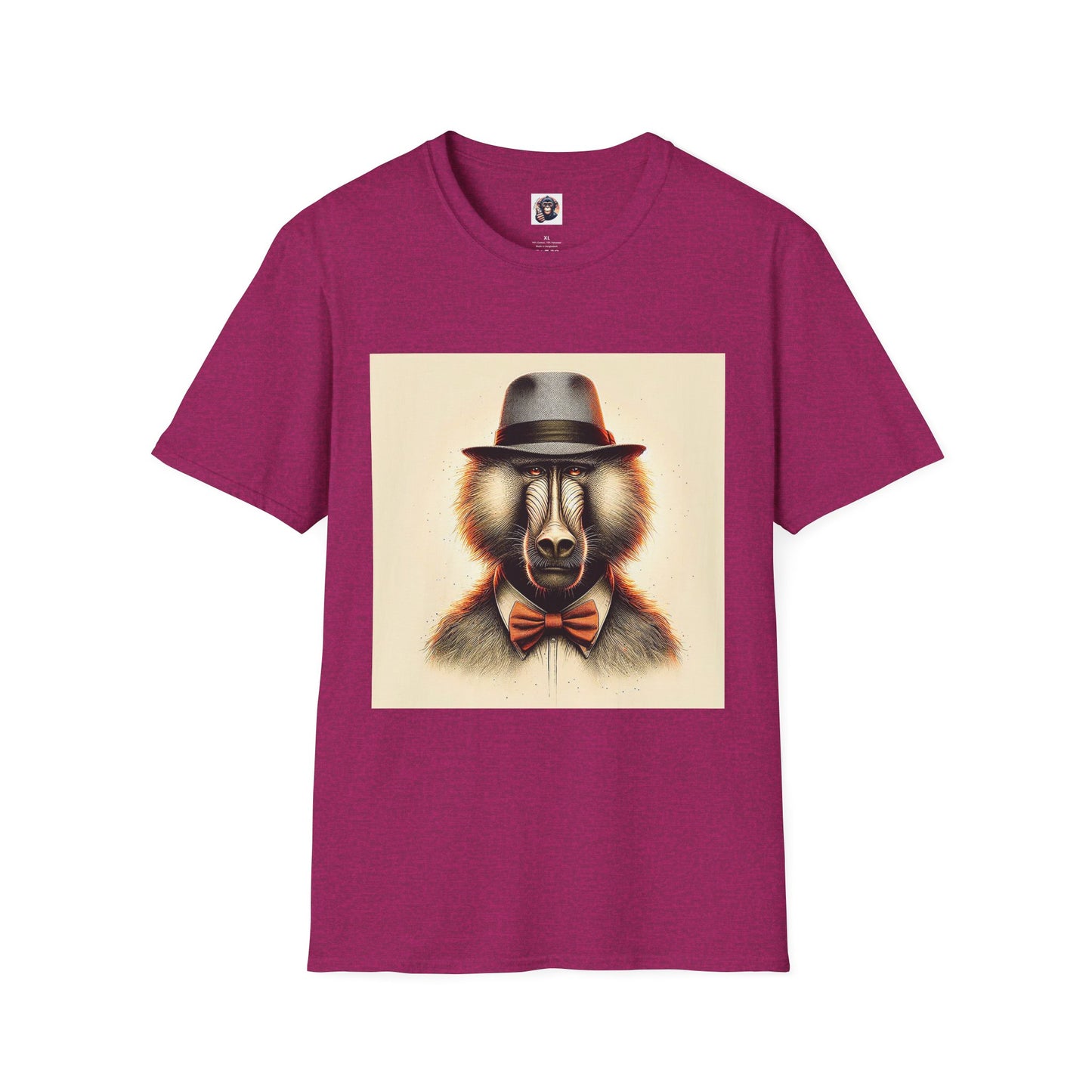 Baboon bow tie cutie T-Shirt Printify S Antique Heliconia