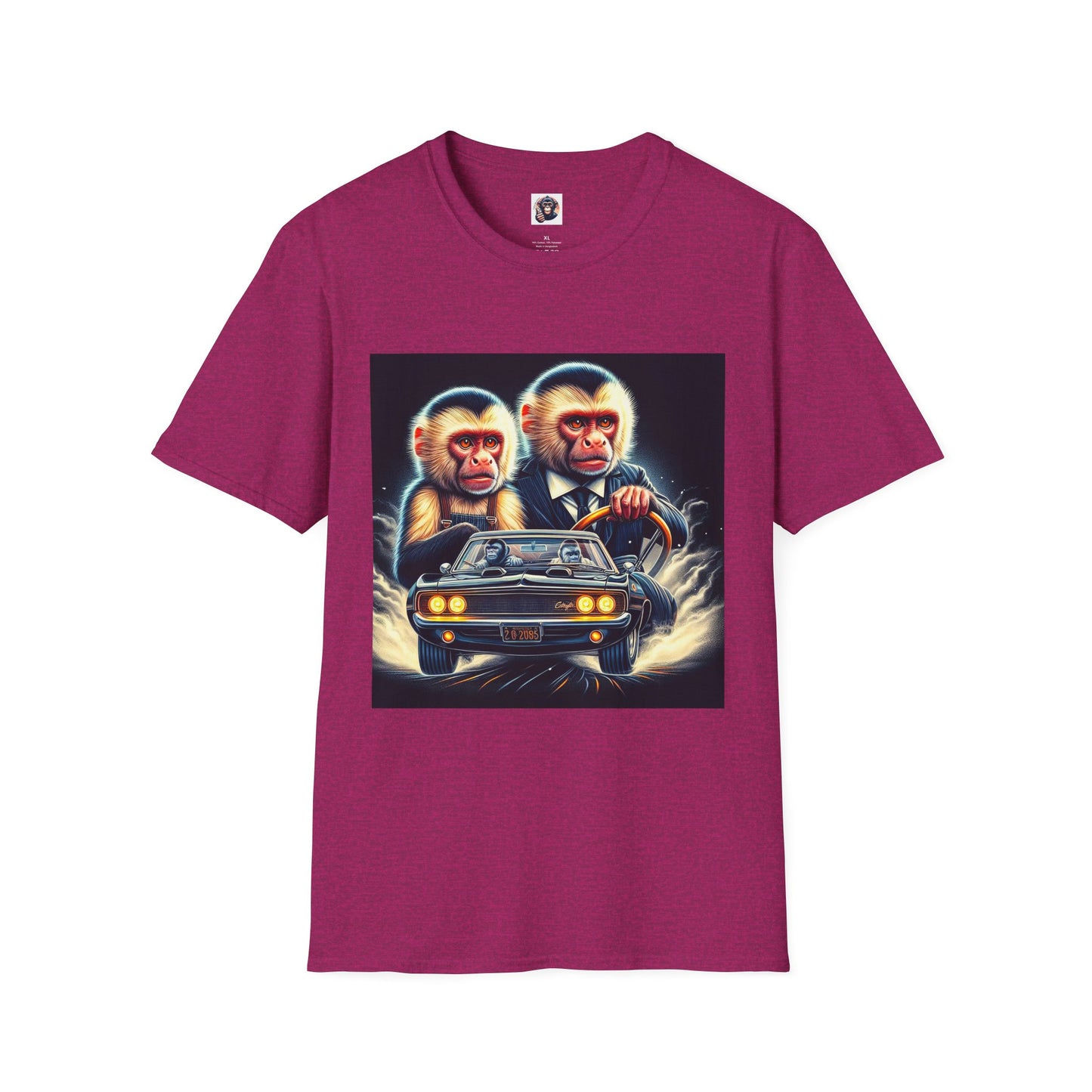 Wacky Capuchin Monkey men in black shirt T-Shirt Printify S Antique Heliconia