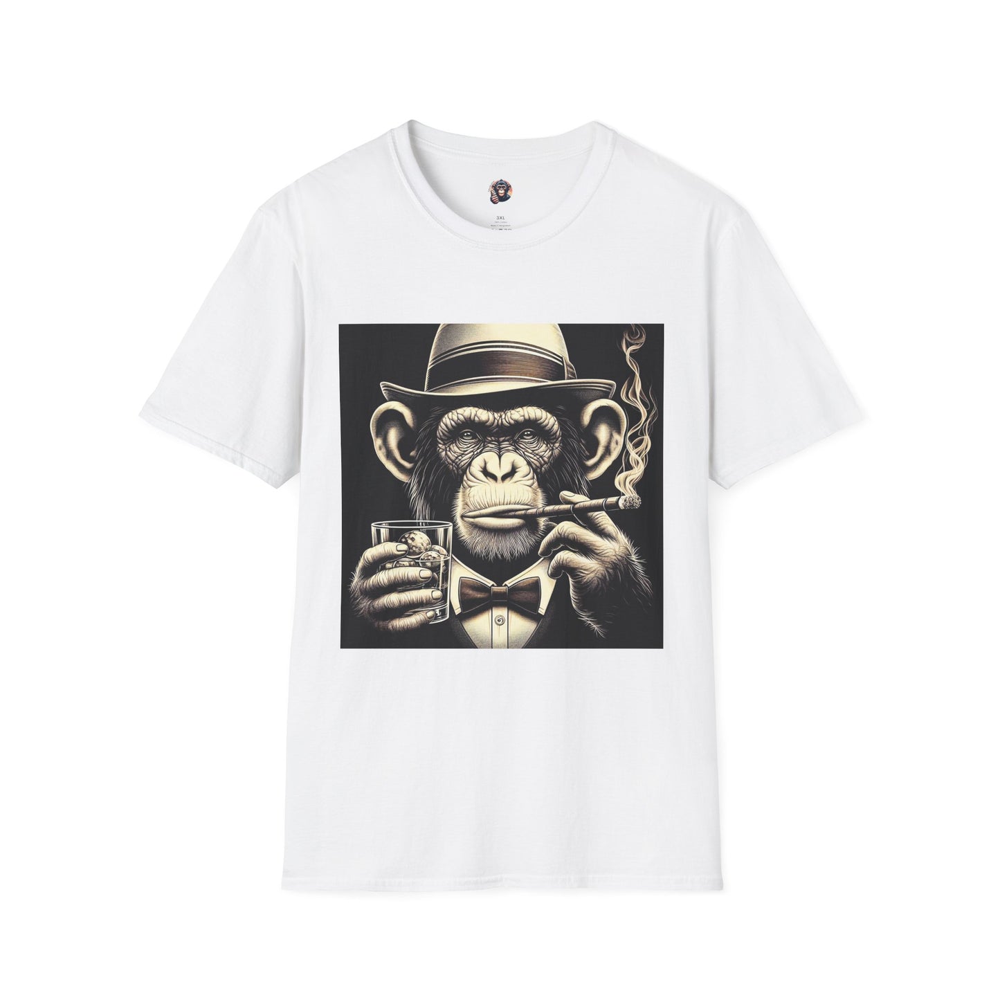 Chimp drink and smoke T-Shirt Printify S White