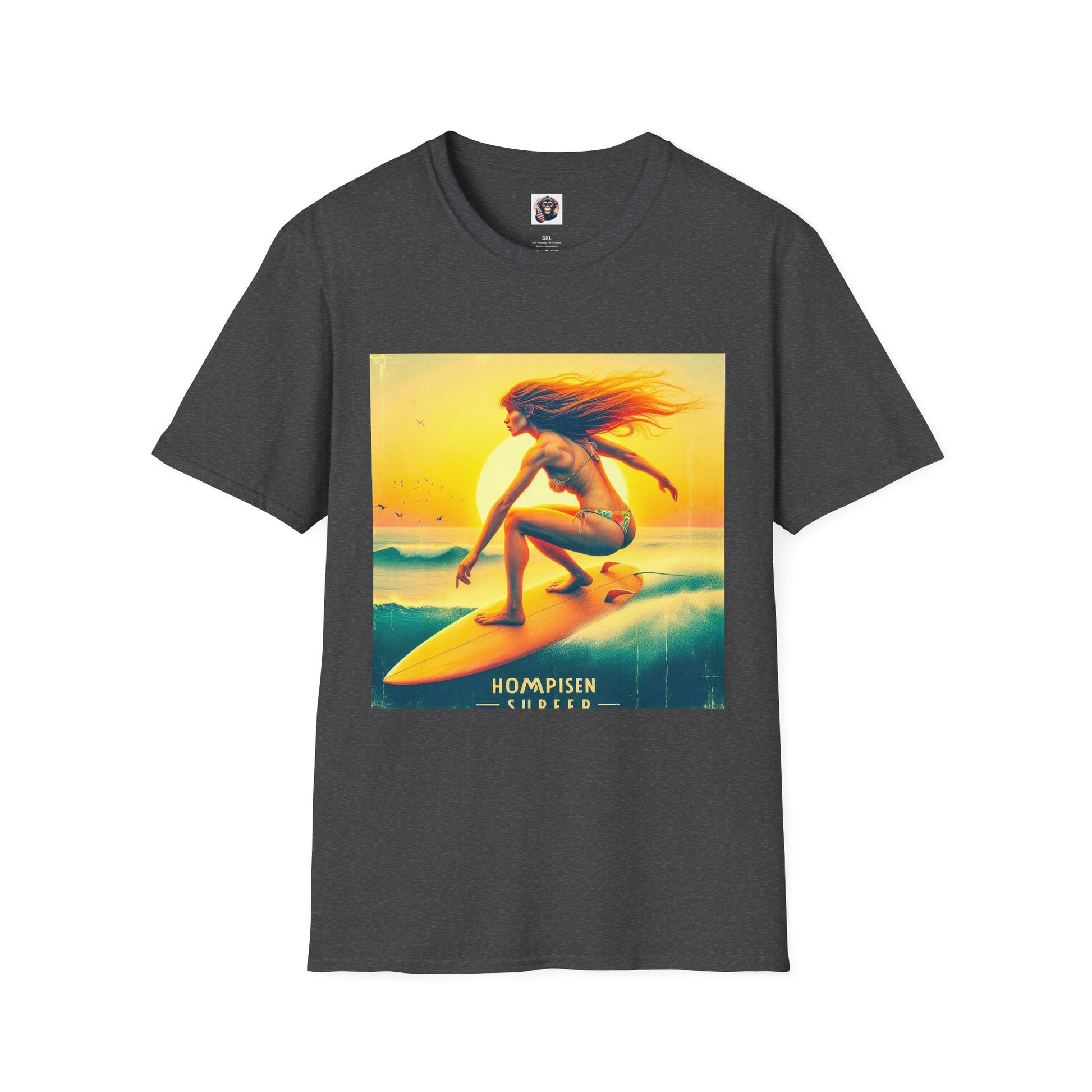 Homo Sapiens beach surfer T-Shirt Printify XS Dark Heather