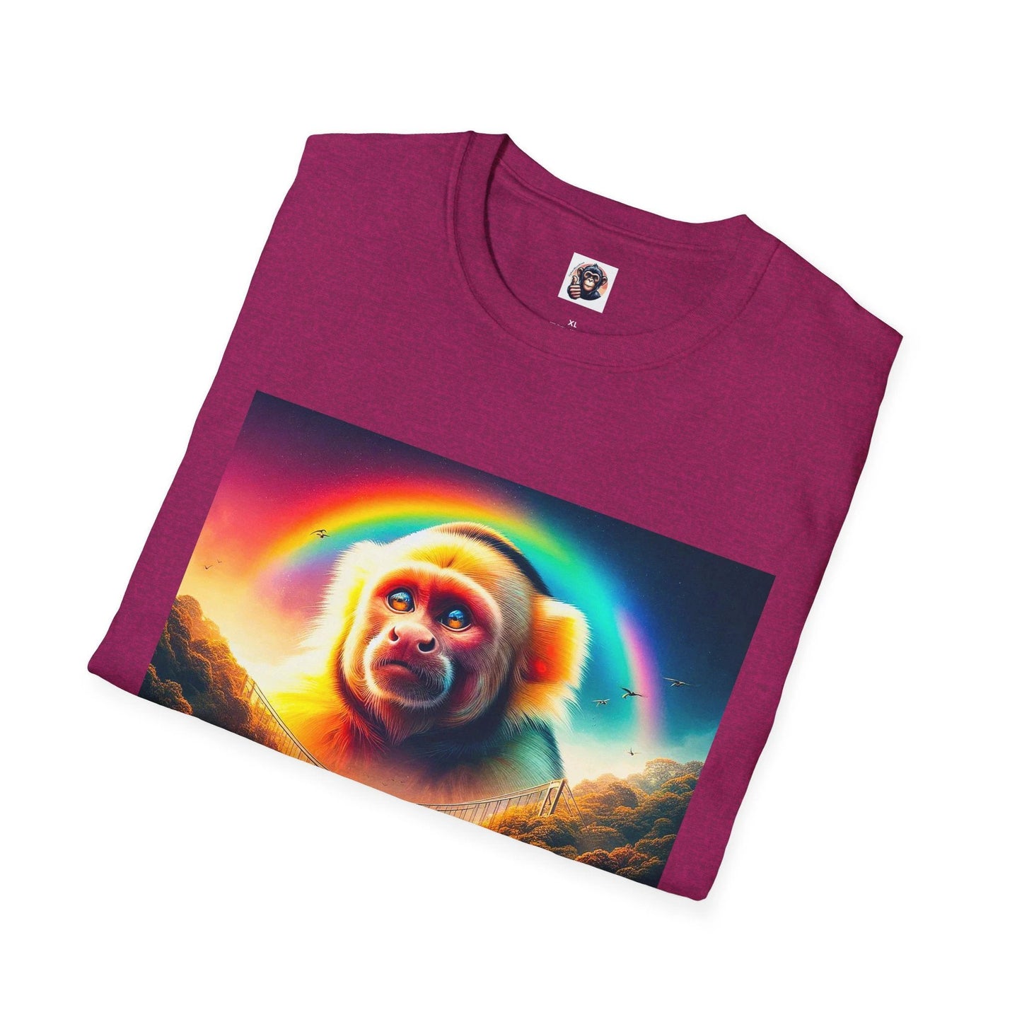 Capuchin Monkey Rainbow T Shirt For Men Women Colorful Animal Lover Gift Unisex Crew Neck Tee by Printify