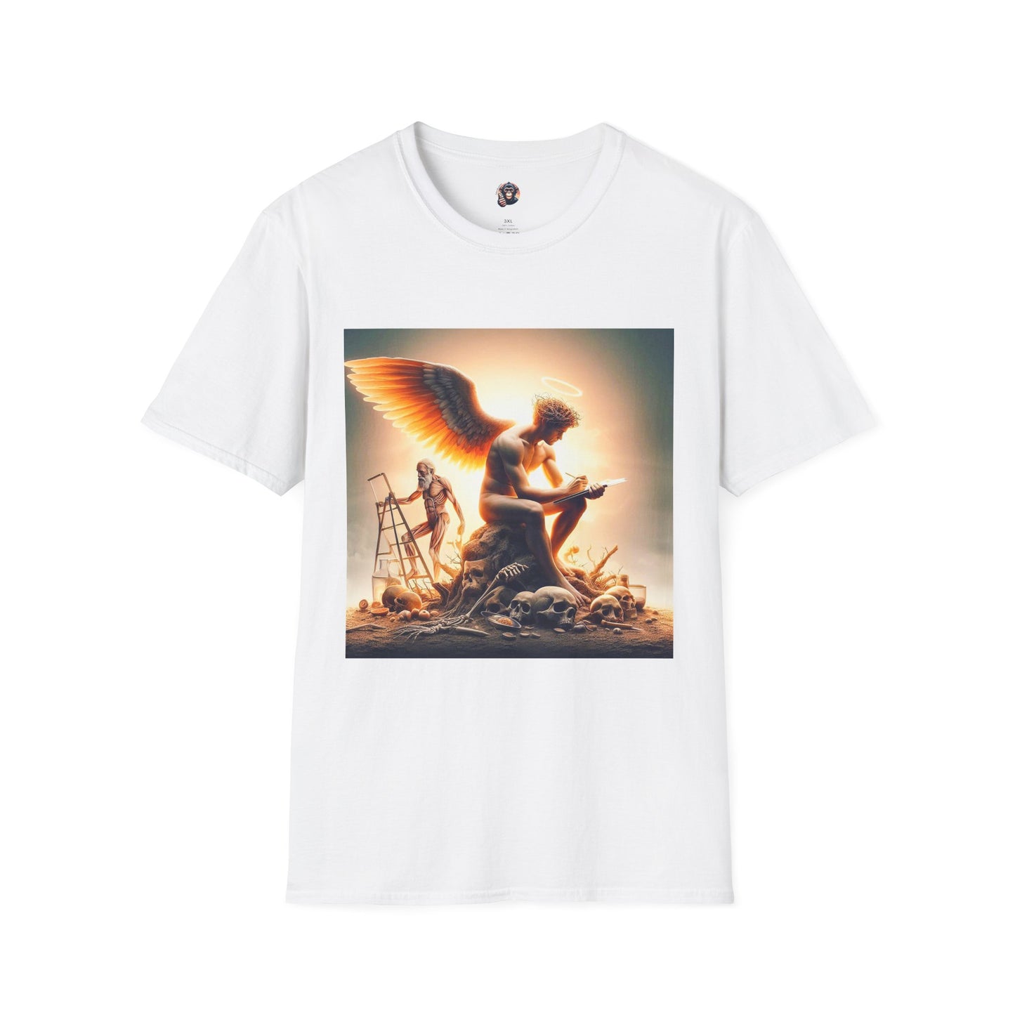 Homo Sapiens Angel reading T-Shirt Printify S White