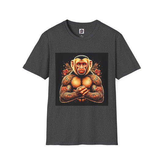 Capuchin Monkey tough muscle man shirt T-Shirt Printify XS Dark Heather