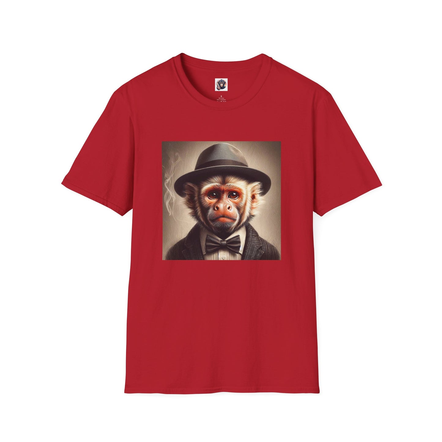 Capuchin Monkey suit and tie shirt T-Shirt Printify S Cherry Red