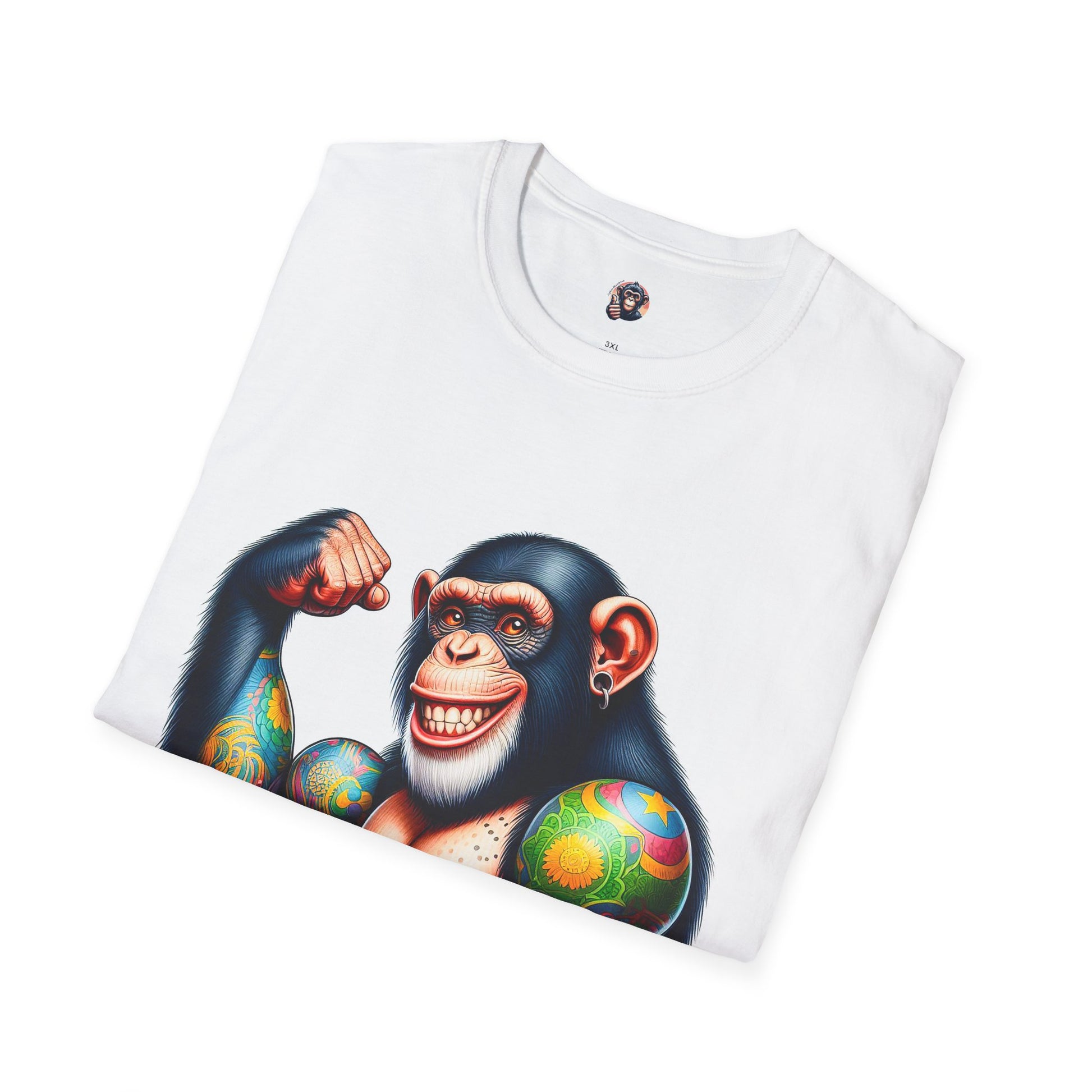 Chimp muscles man T-Shirt Printify
