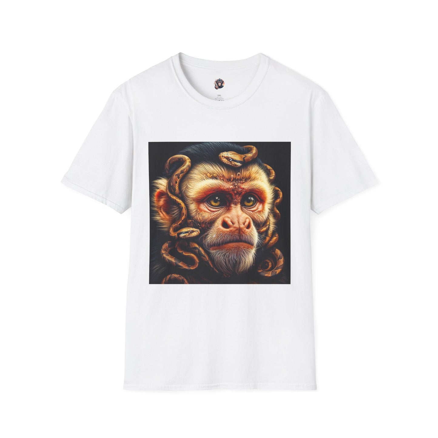 Capuchin Monkey snake hair shirt T-Shirt Printify S White