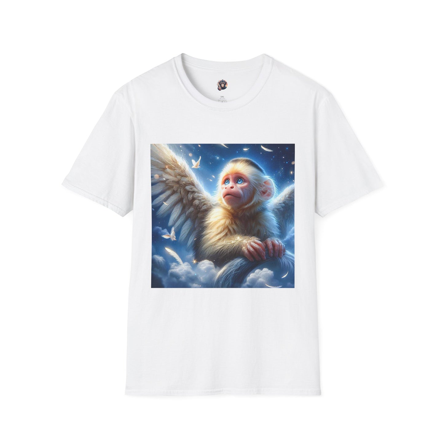 Capuchin Monkey Angel wings T-Shirt Printify S White
