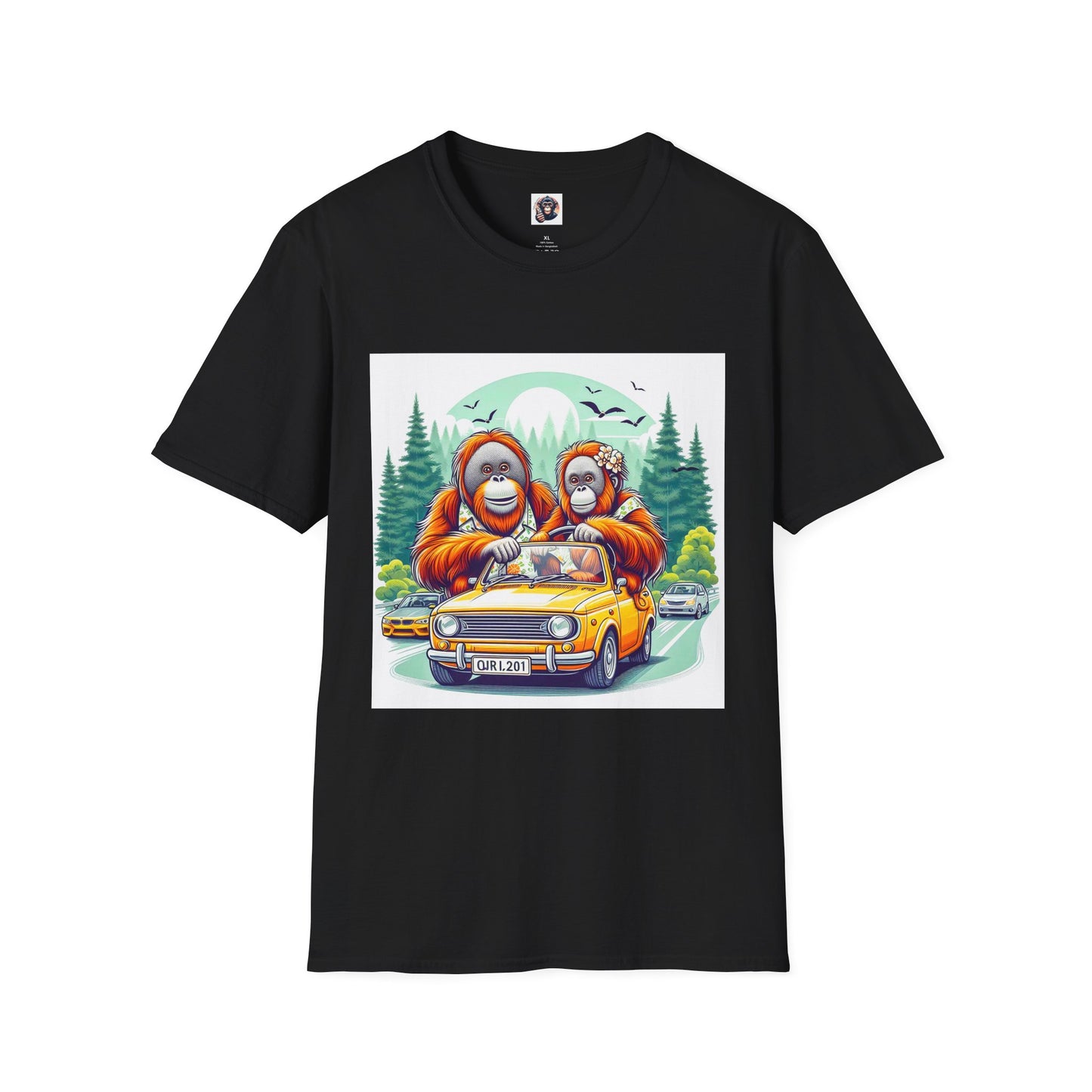 Orangutans car ride T-Shirt Printify XS Black