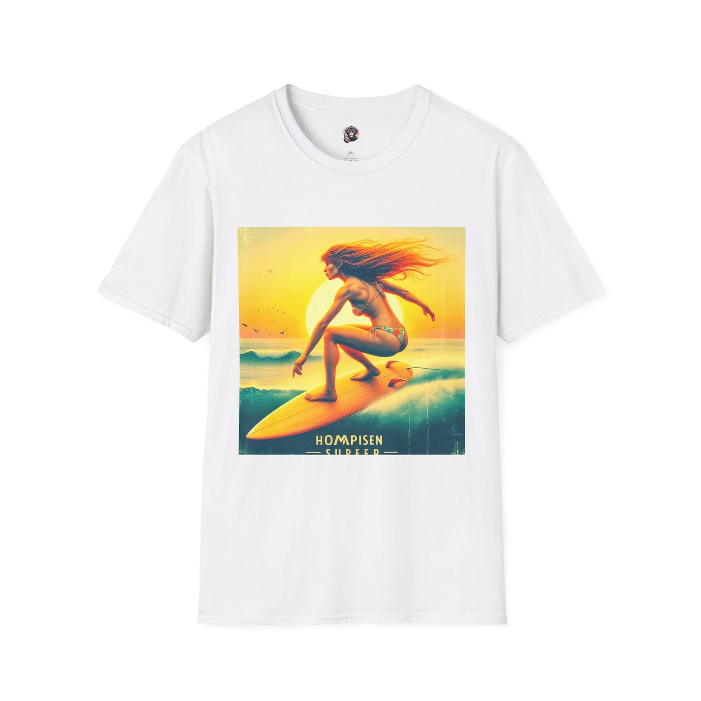 Homo Sapiens beach surfer T-Shirt Printify S White