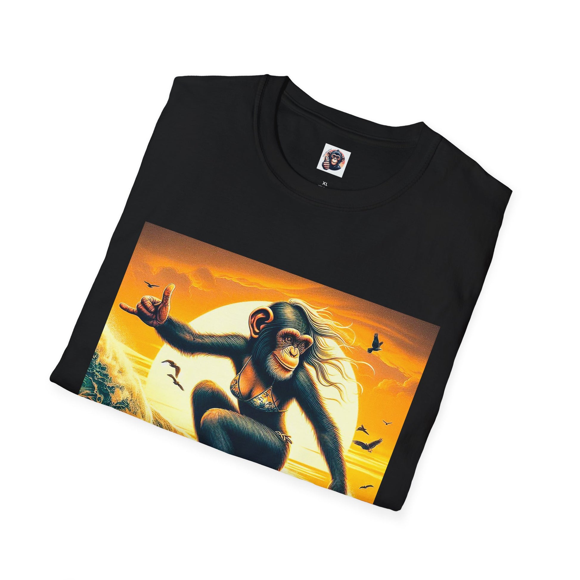 Chimp surfing queen T-Shirt Printify