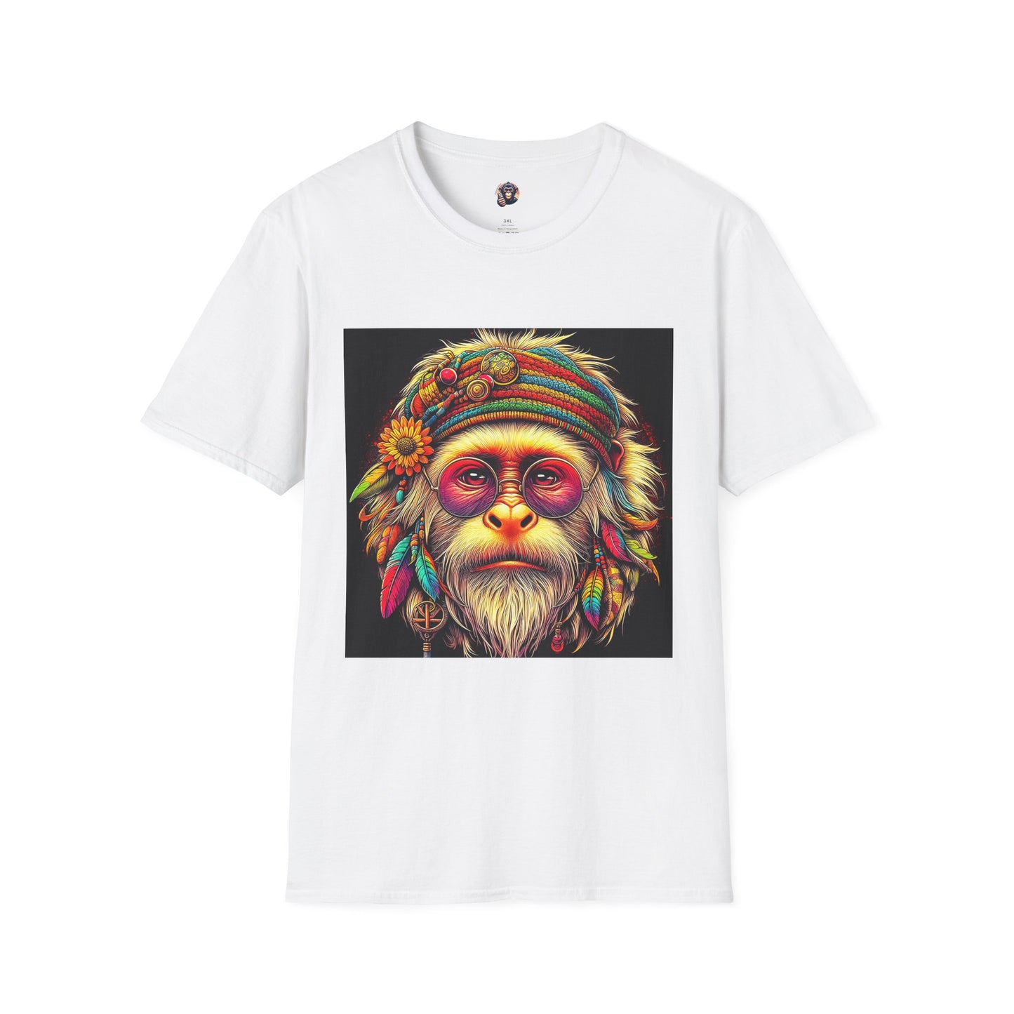Capuchin Monkey 70s hippie T-Shirt Printify S White