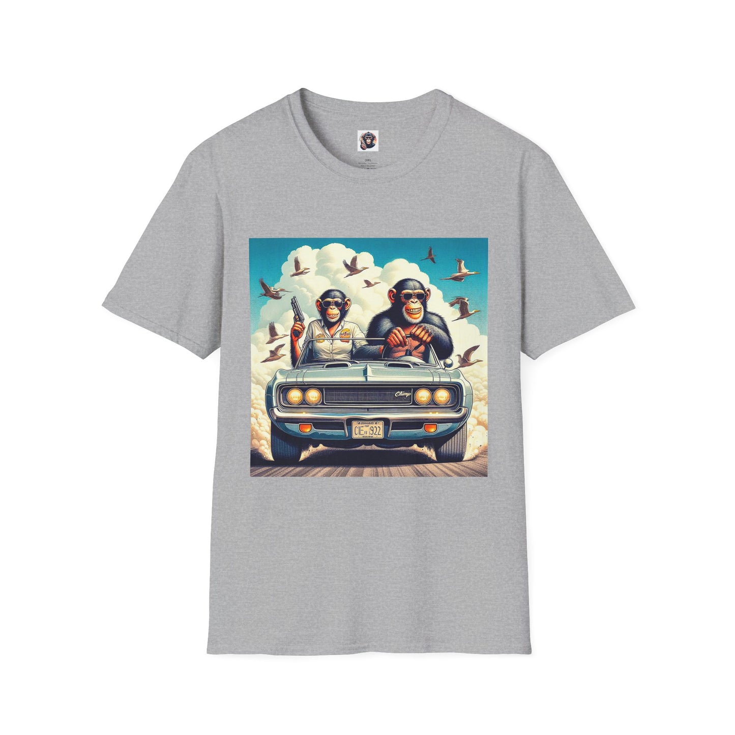 Wacky Chimp driving fun T-Shirt Printify XS Sport Grey