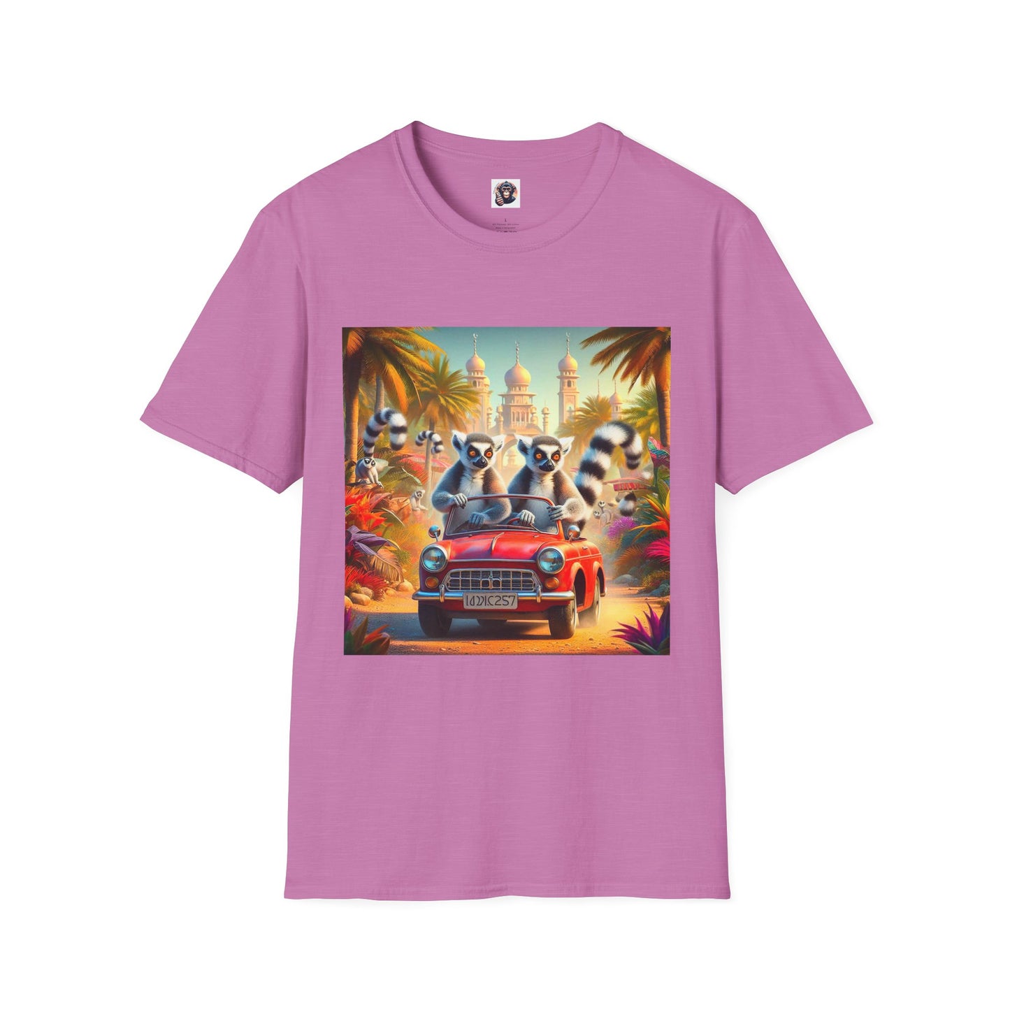 Wacky Lemurs red car T-Shirt Printify S Heather Radiant Orchid