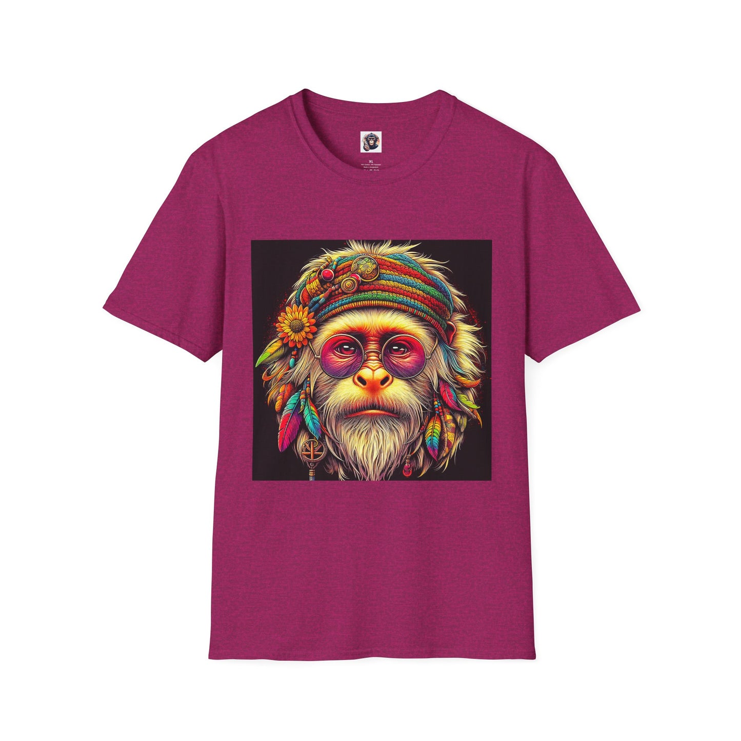 Capuchin Monkey 70s hippie T-Shirt Printify S Antique Heliconia