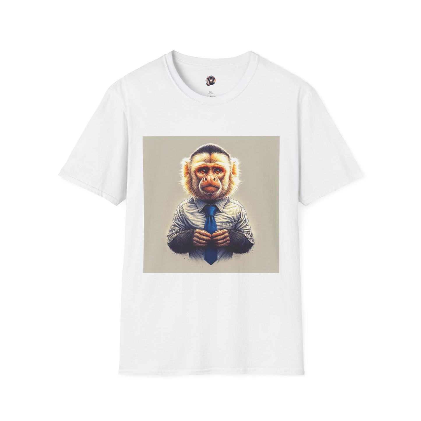 Capuchin Monkey business man T-Shirt Printify S White