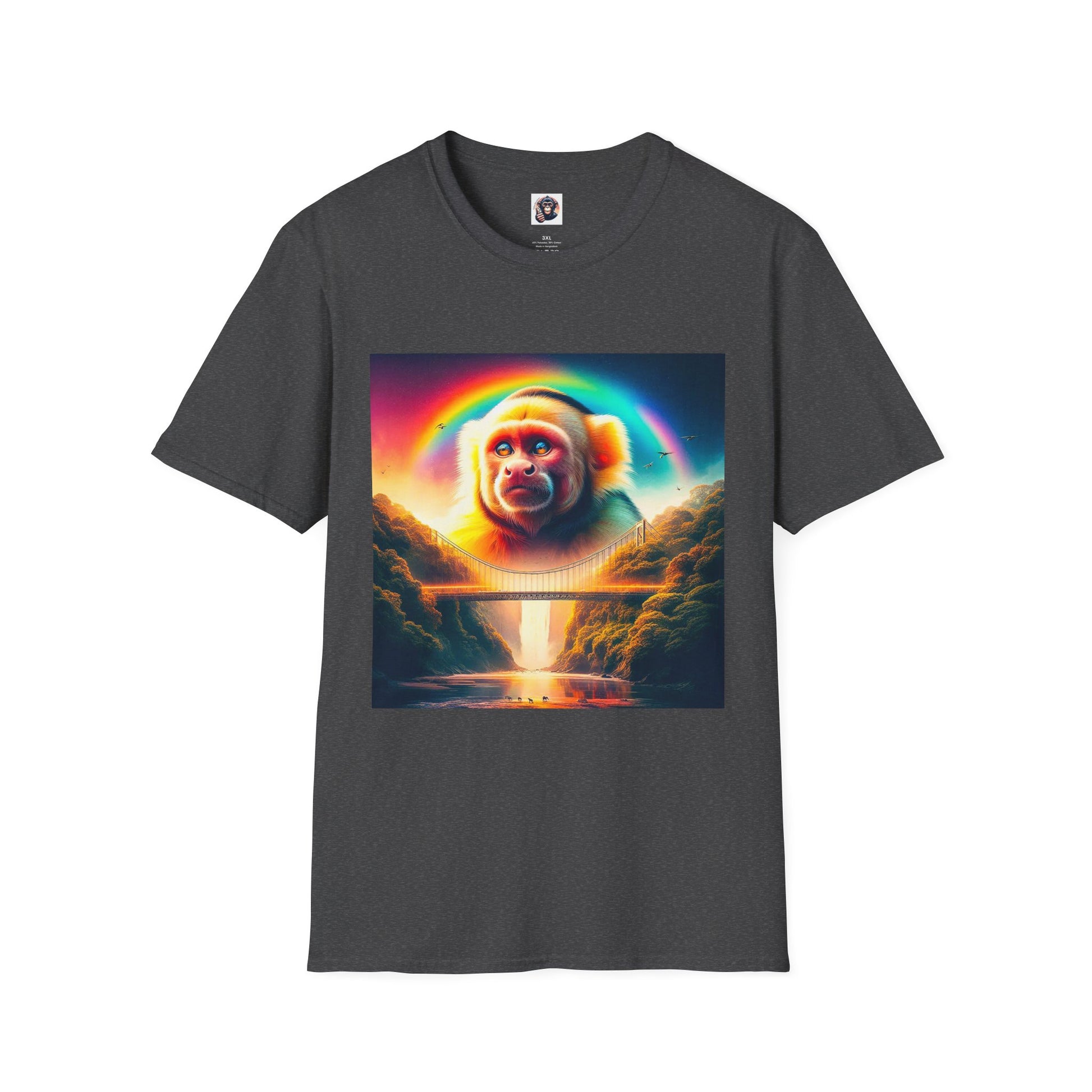 Capuchin Monkey pretty rainbow shirt T-Shirt Printify XS Dark Heather