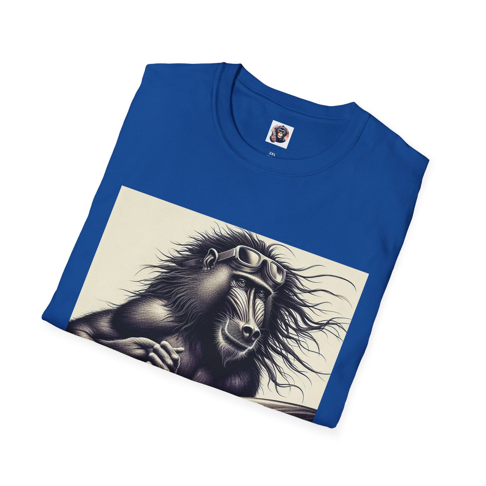 Baboon black and white surfer T-Shirt Printify