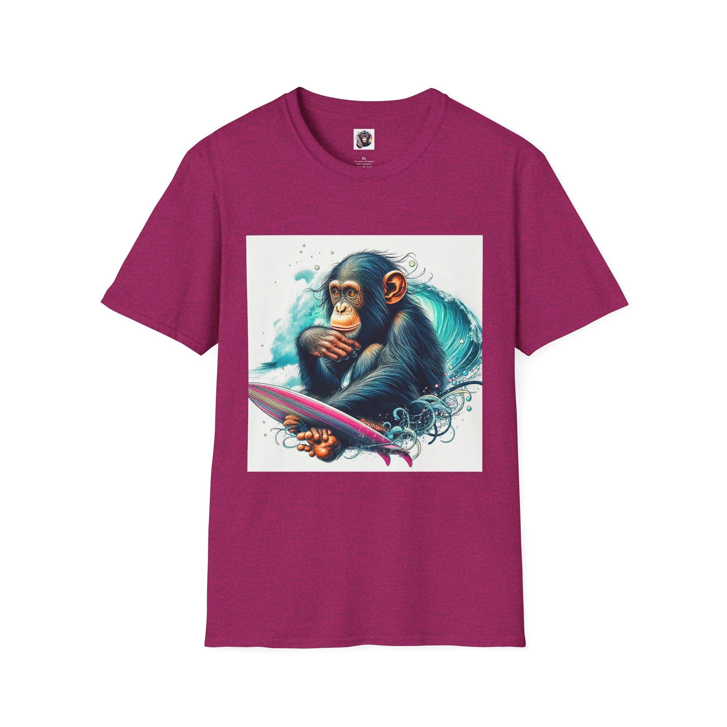 Bonobo surfing T-Shirt Printify S Antique Heliconia