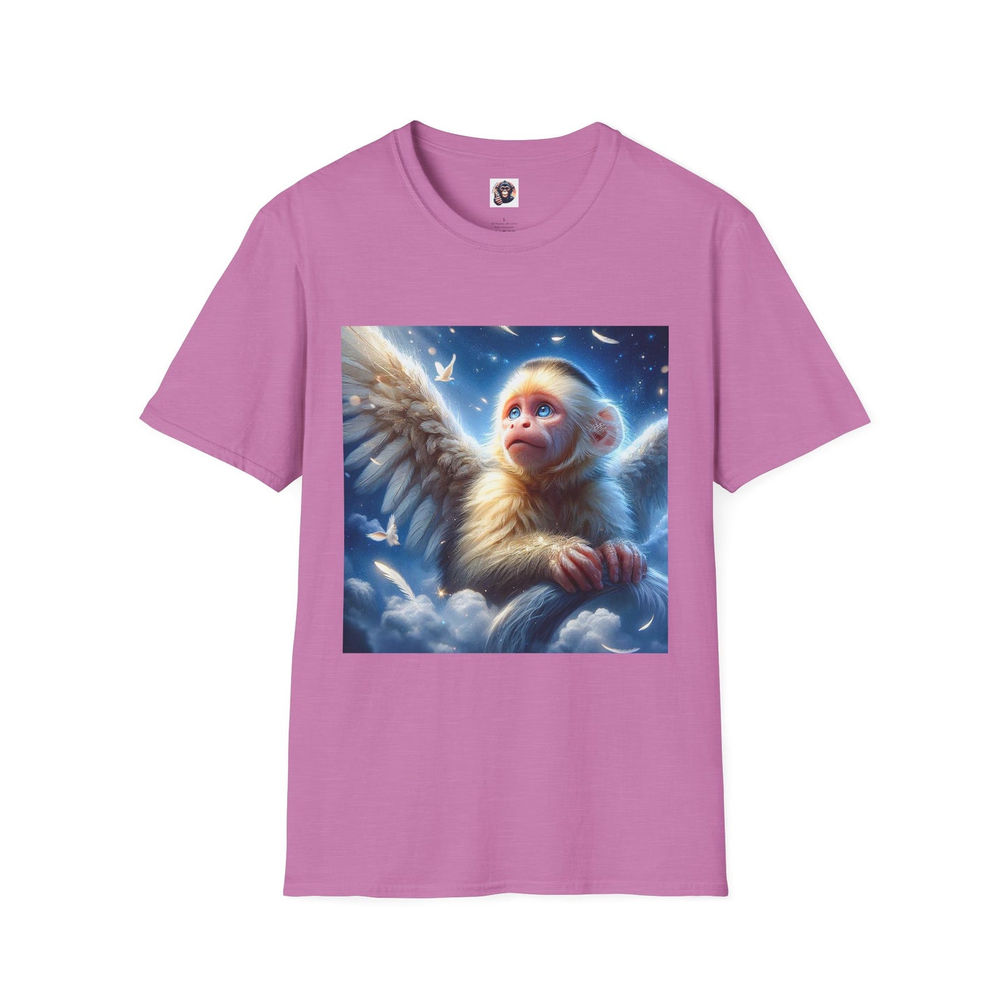 Capuchin Monkey Angel wings T-Shirt Printify S Heather Radiant Orchid