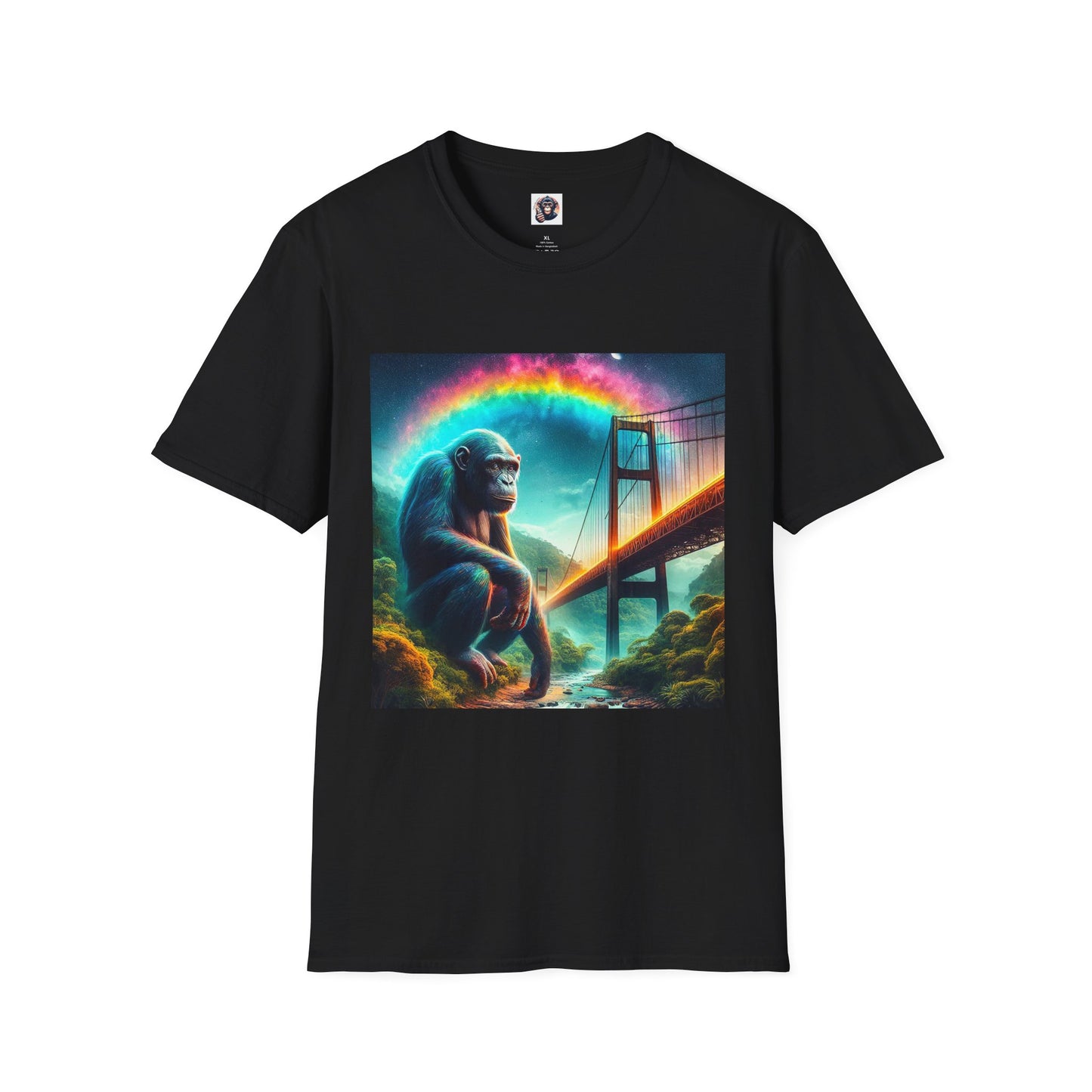 Bonobo rainbow bridge T-Shirt Printify XS Black