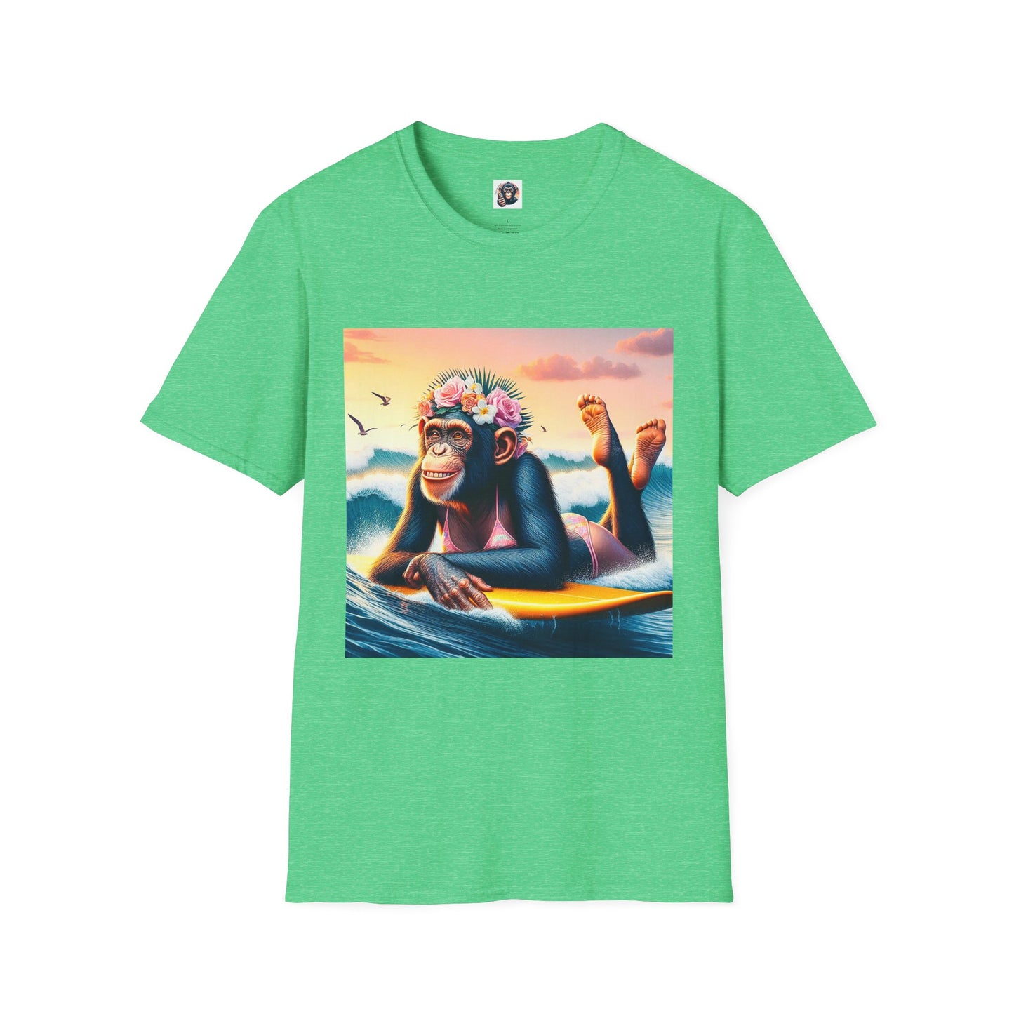 Bonobo surfer queen T-Shirt Printify S Heather Irish Green