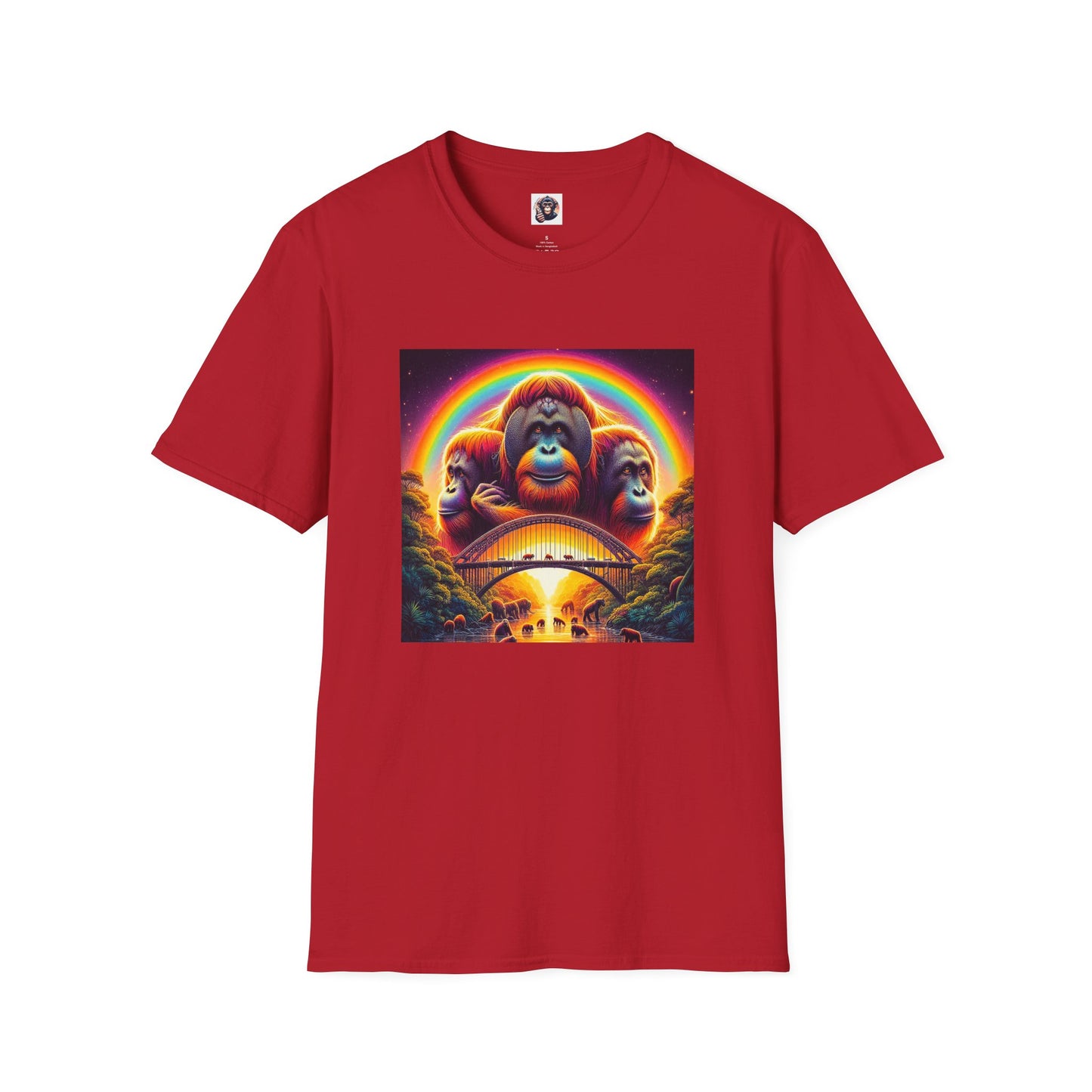 Orangutans rainbow bridge T-Shirt Printify S Cherry Red