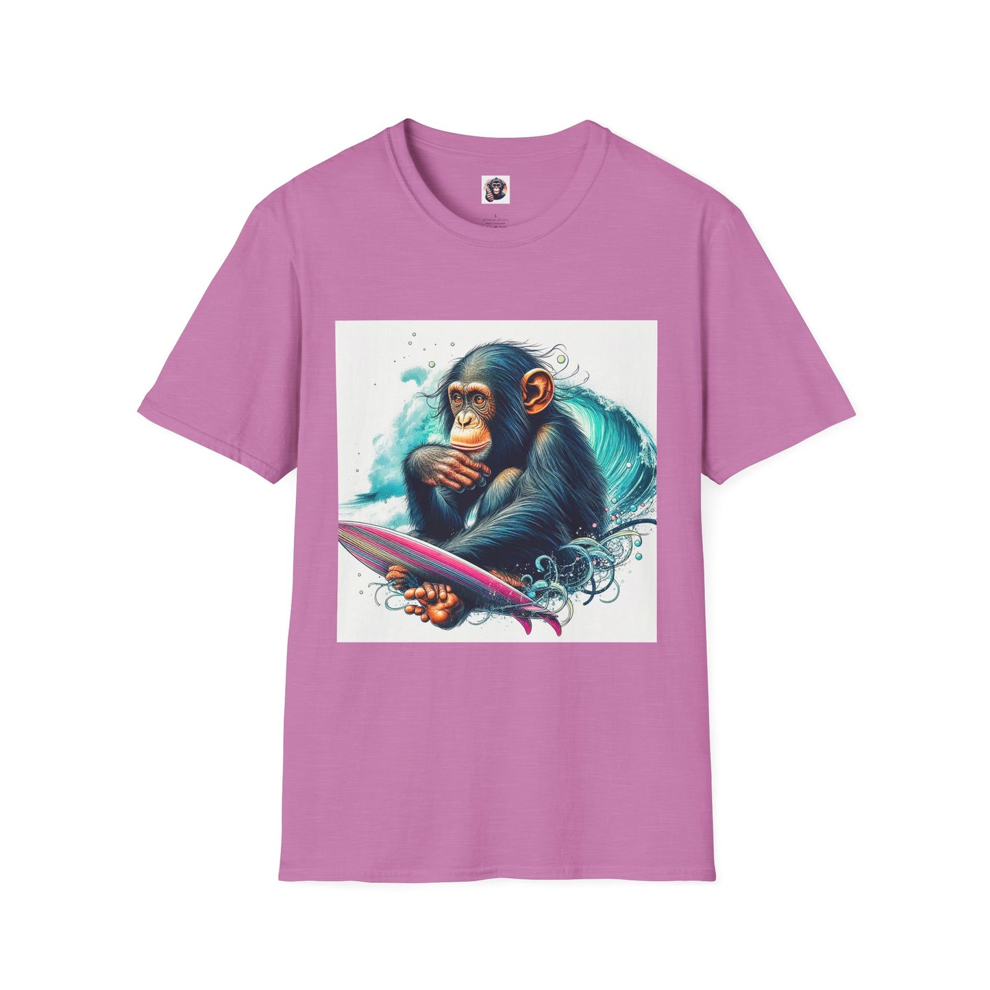 Bonobo surfing T-Shirt Printify S Heather Radiant Orchid