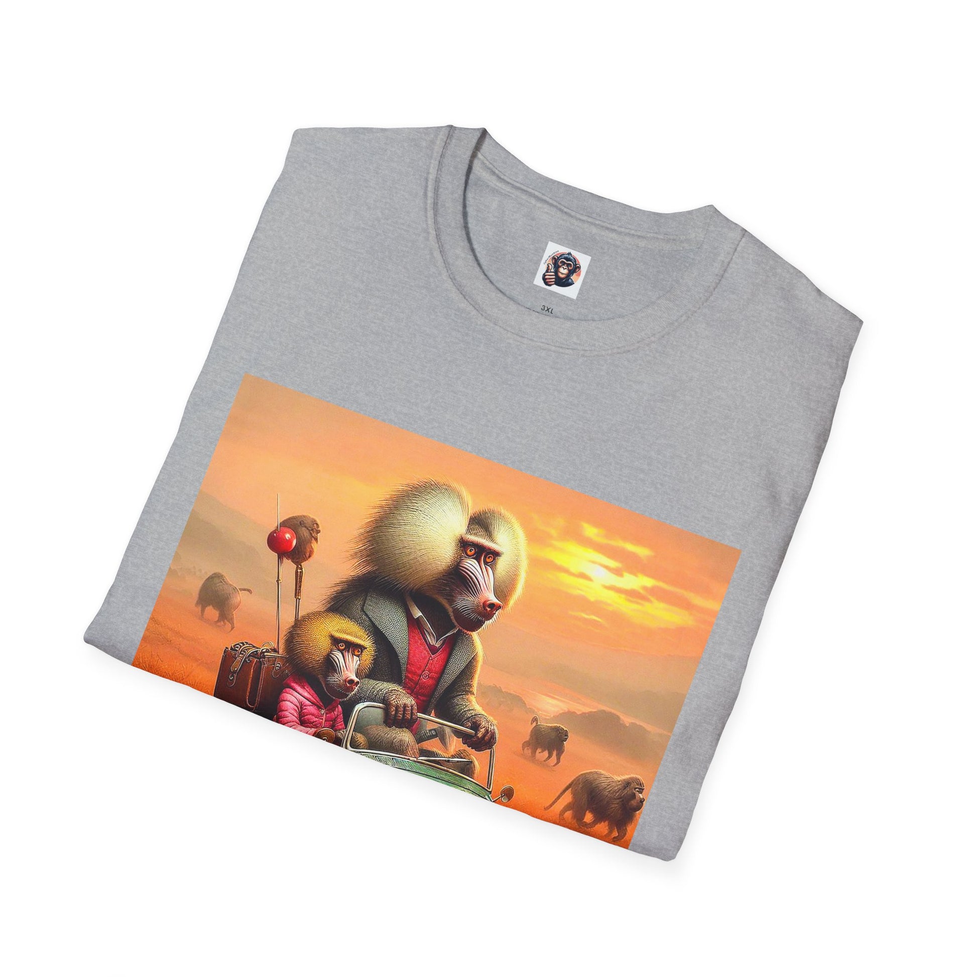 Wacky Baboon tiny car T-Shirt Printify