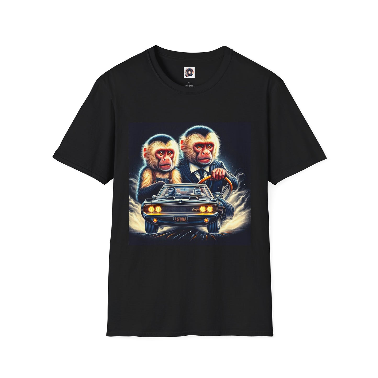 Wacky Capuchin Monkey men in black shirt T-Shirt Printify XS Black