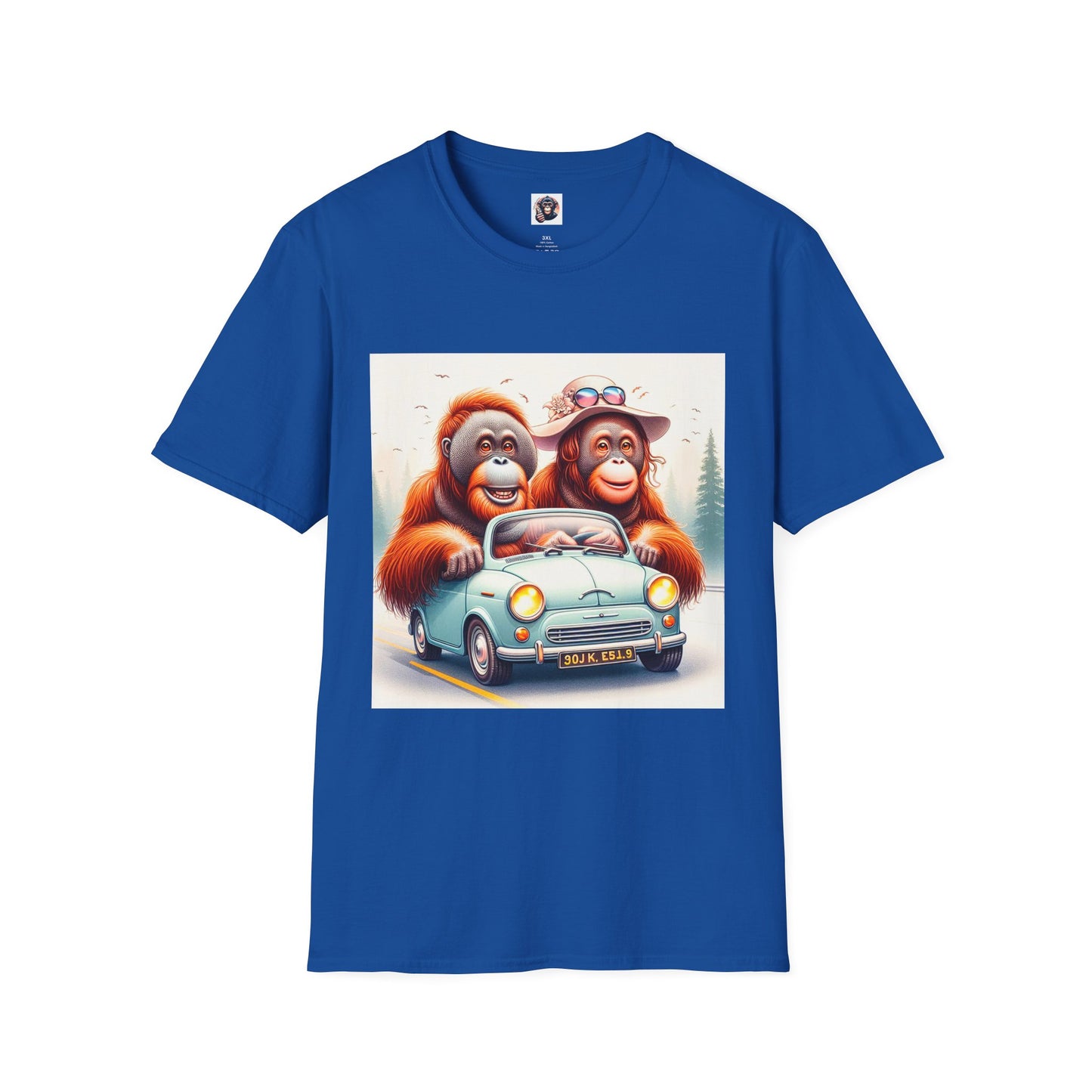 Orangutans blue car T-Shirt Printify XS Royal