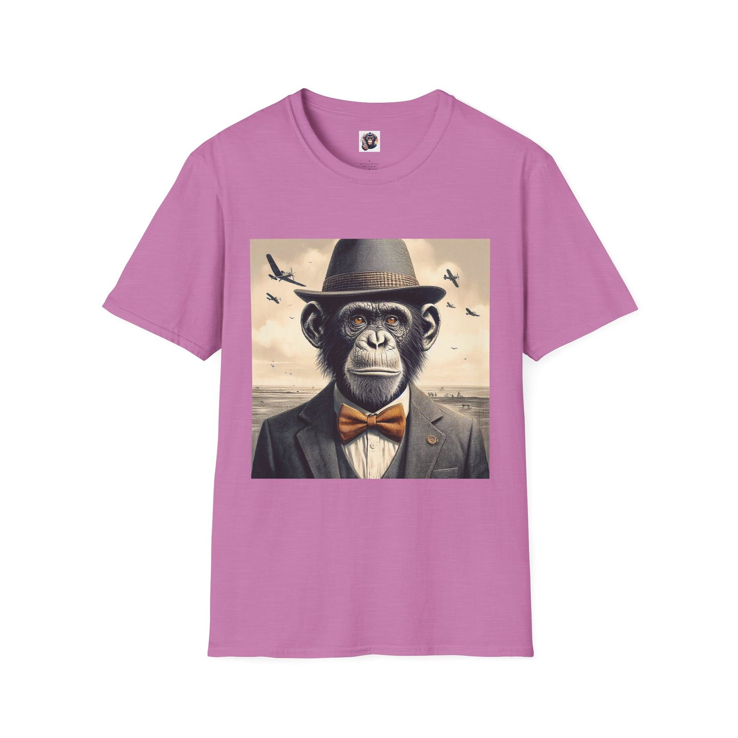 Bonobo hat and bow tie T-Shirt Printify S Heather Radiant Orchid