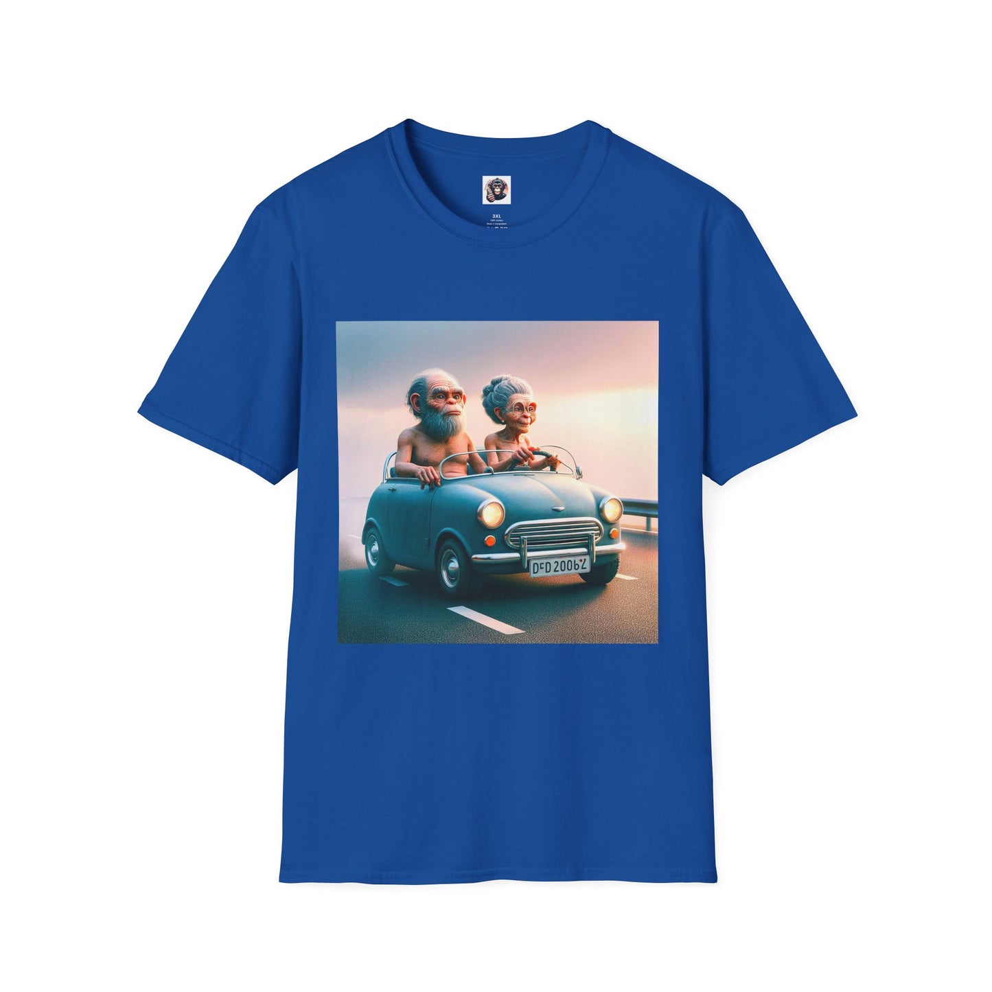 Wacky Homo Sapiens blue car T-Shirt Printify XS Royal