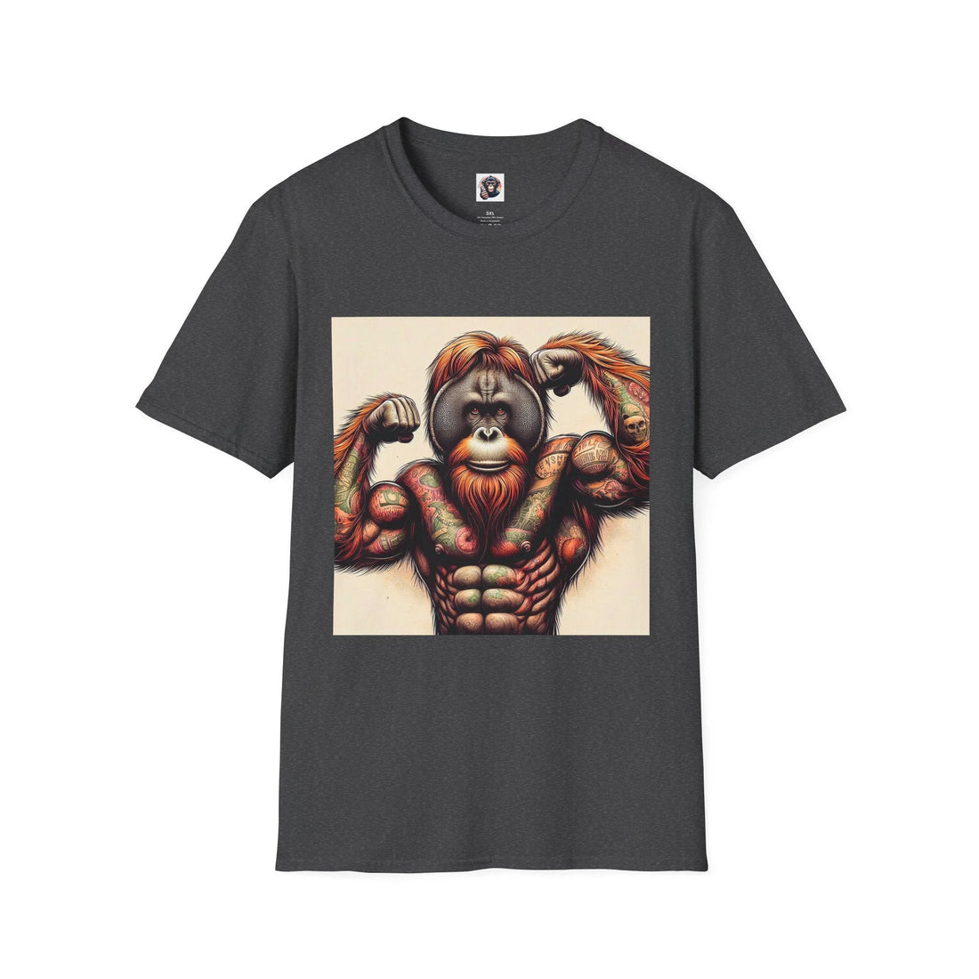 Muscular orangutan gym team graphic tee