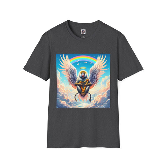 Baboon angel wings graphic tee in colorful clouds