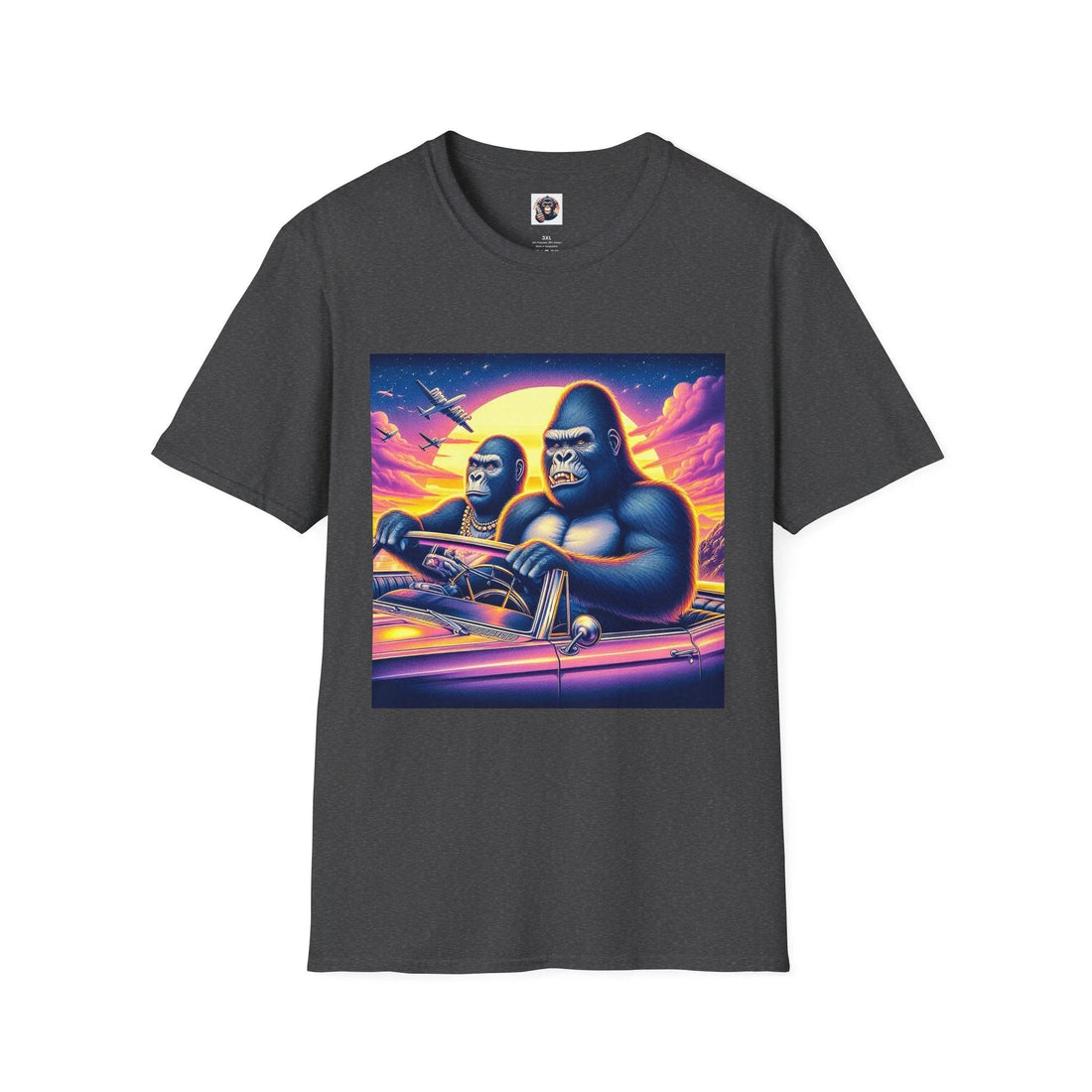 Gorilla driving art graphic tee