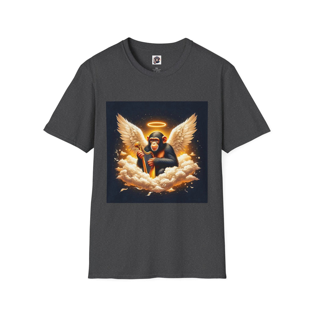 Chimp angel graphic tee with wings and clouds