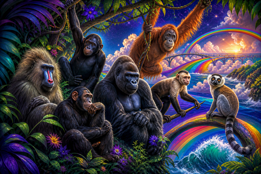 How to Style a Rainbow Monkey Graphic Tee — CyberMunkiez editorial illustration