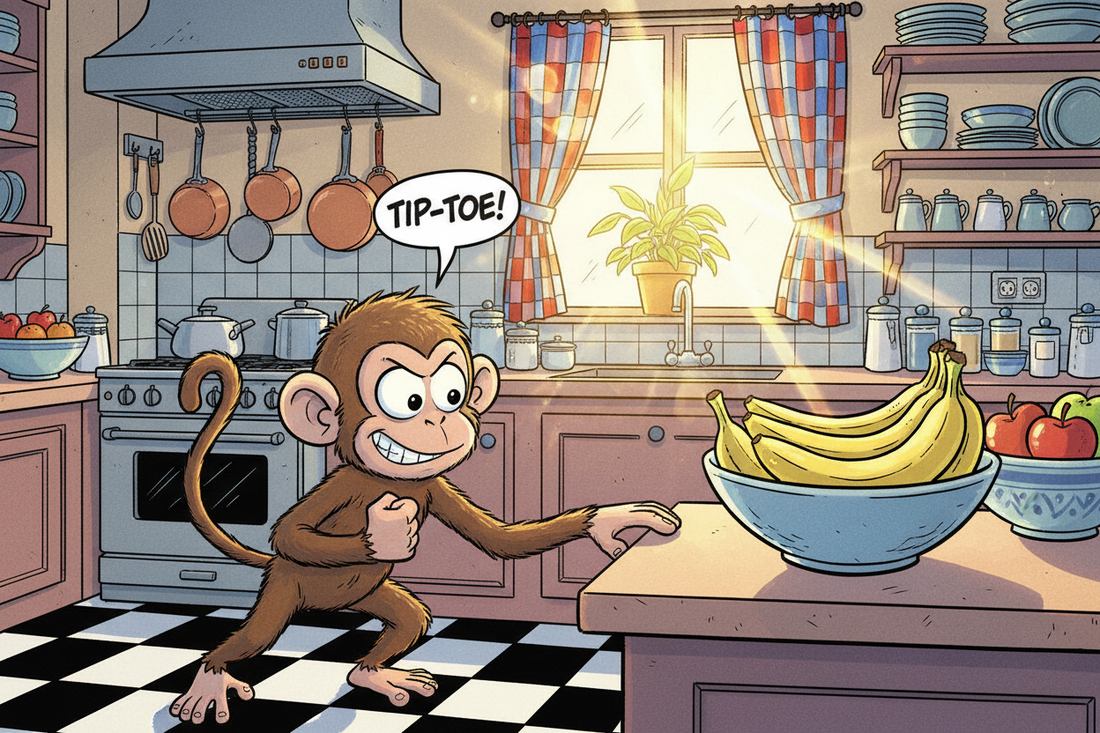The Great Banana Heist: A Monkey Breaks Into a Kitchen