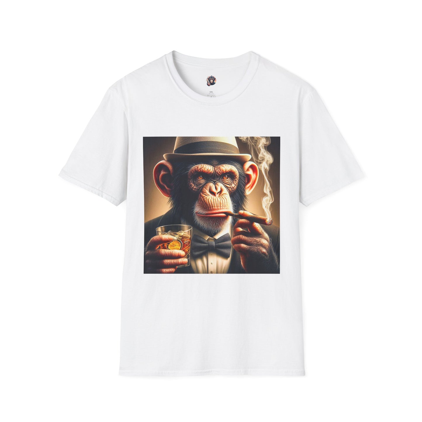 Chimp bar and smoking T-Shirt Printify S White
