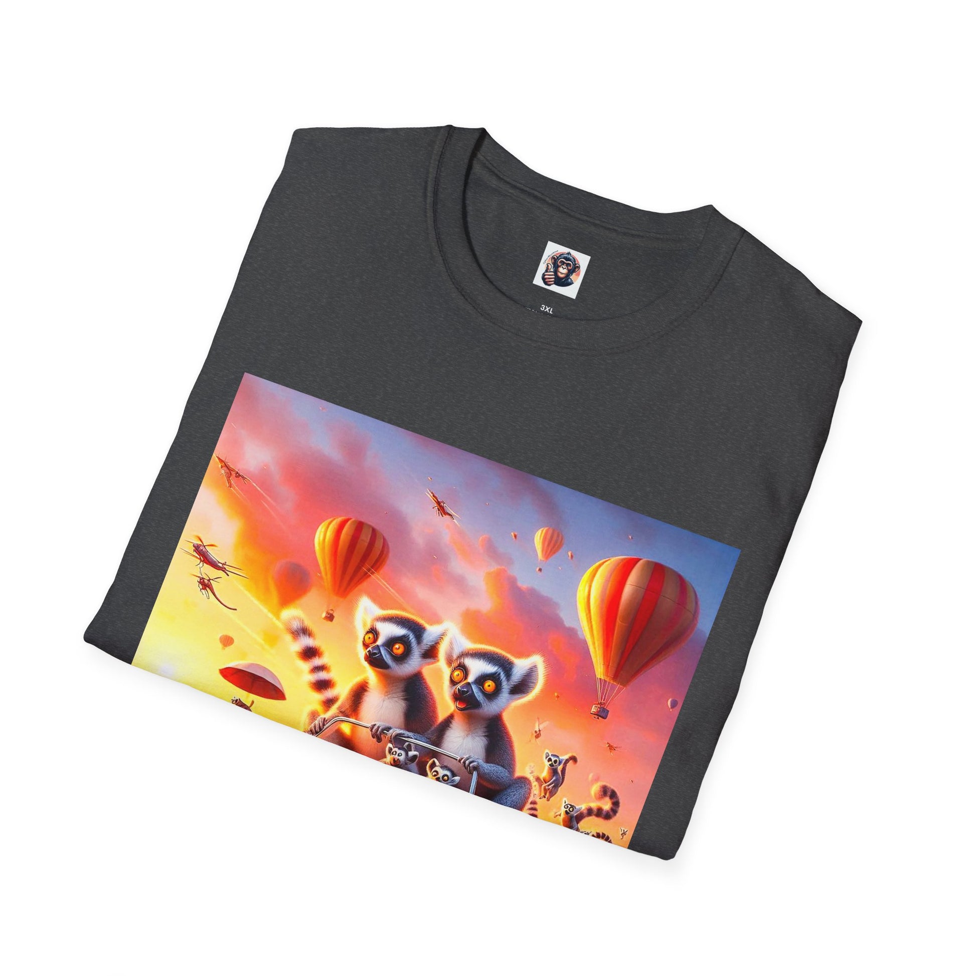 Wacky Lemurs hot air balloon T-Shirt Printify