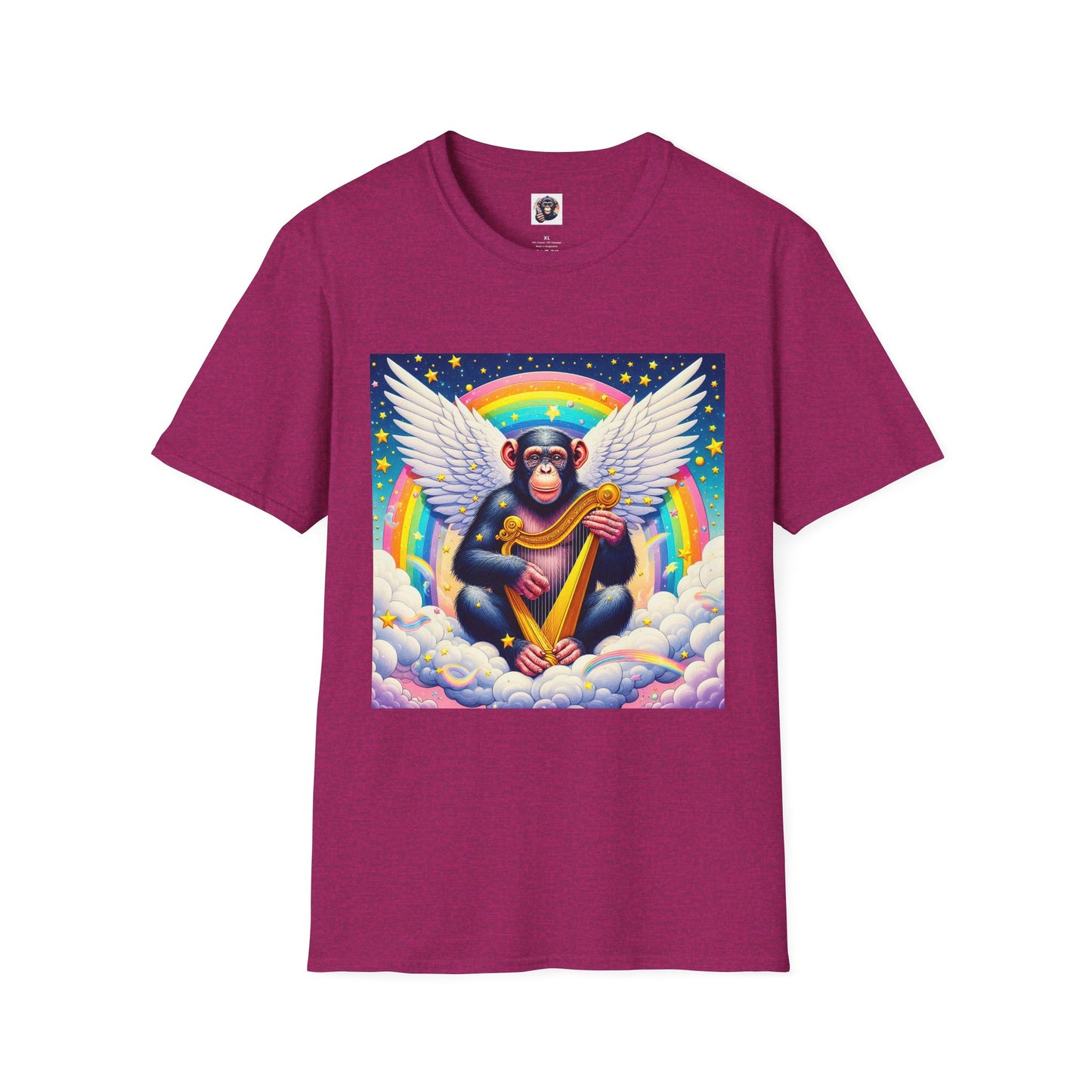 Bonobo harp player T-Shirt Printify S Antique Heliconia