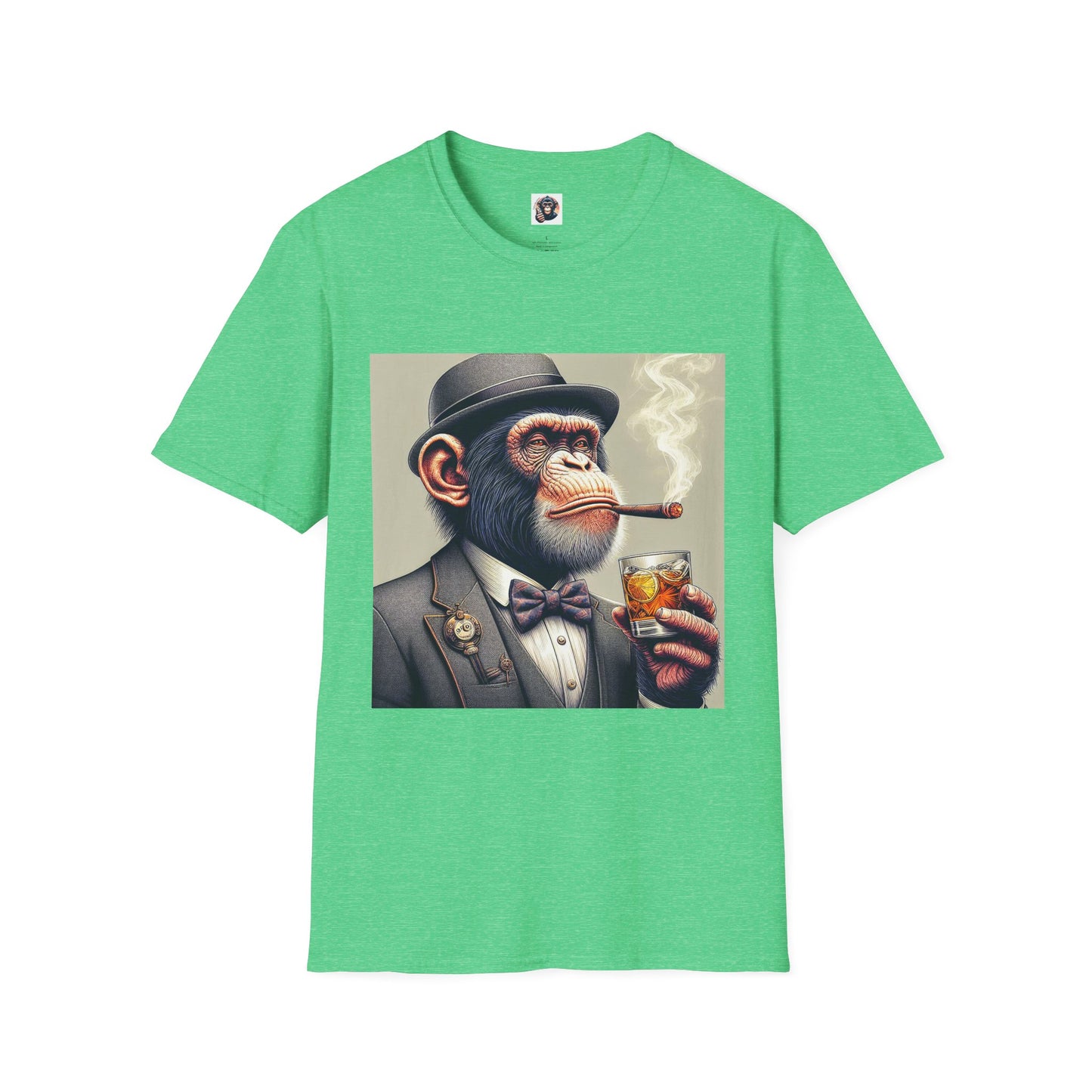 Chimp smoking shirt T-Shirt Printify S Heather Irish Green