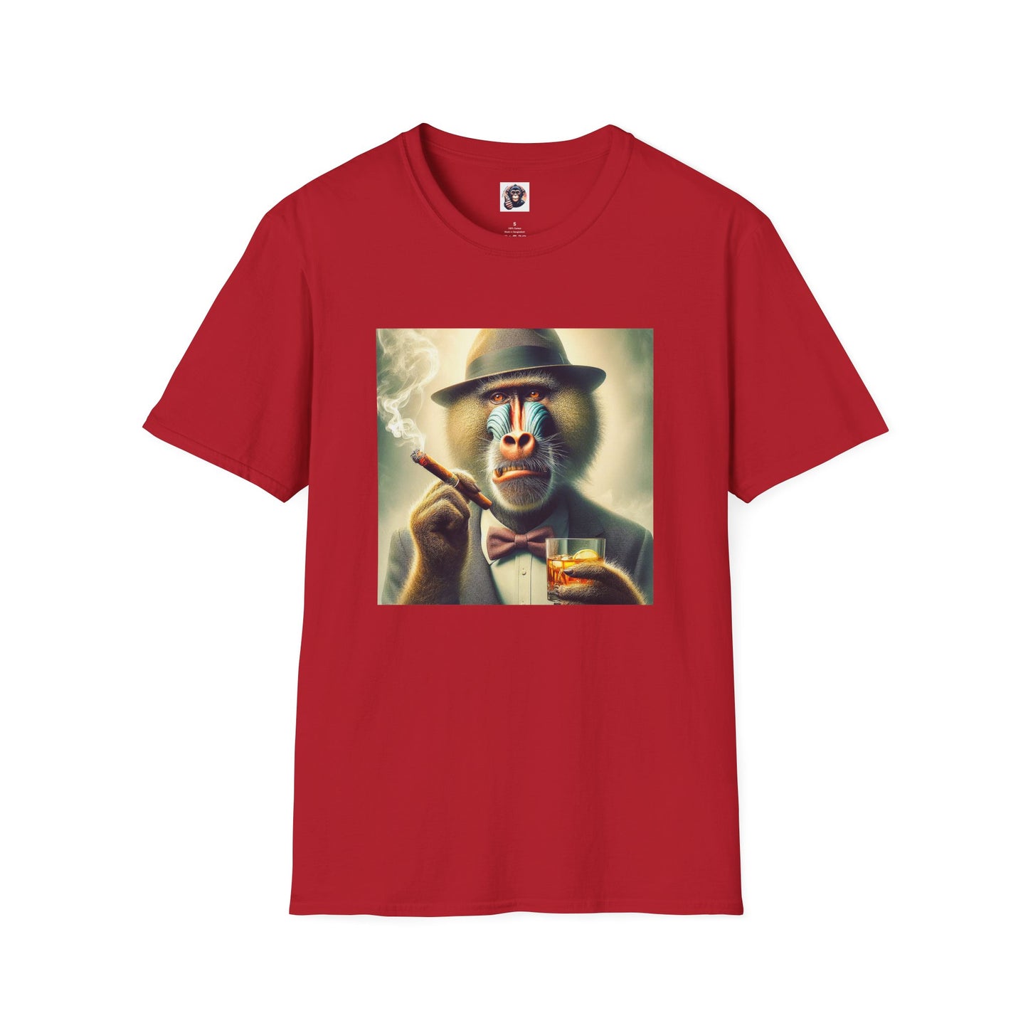 Baboon whiskey and cigars T-Shirt Printify S Cherry Red