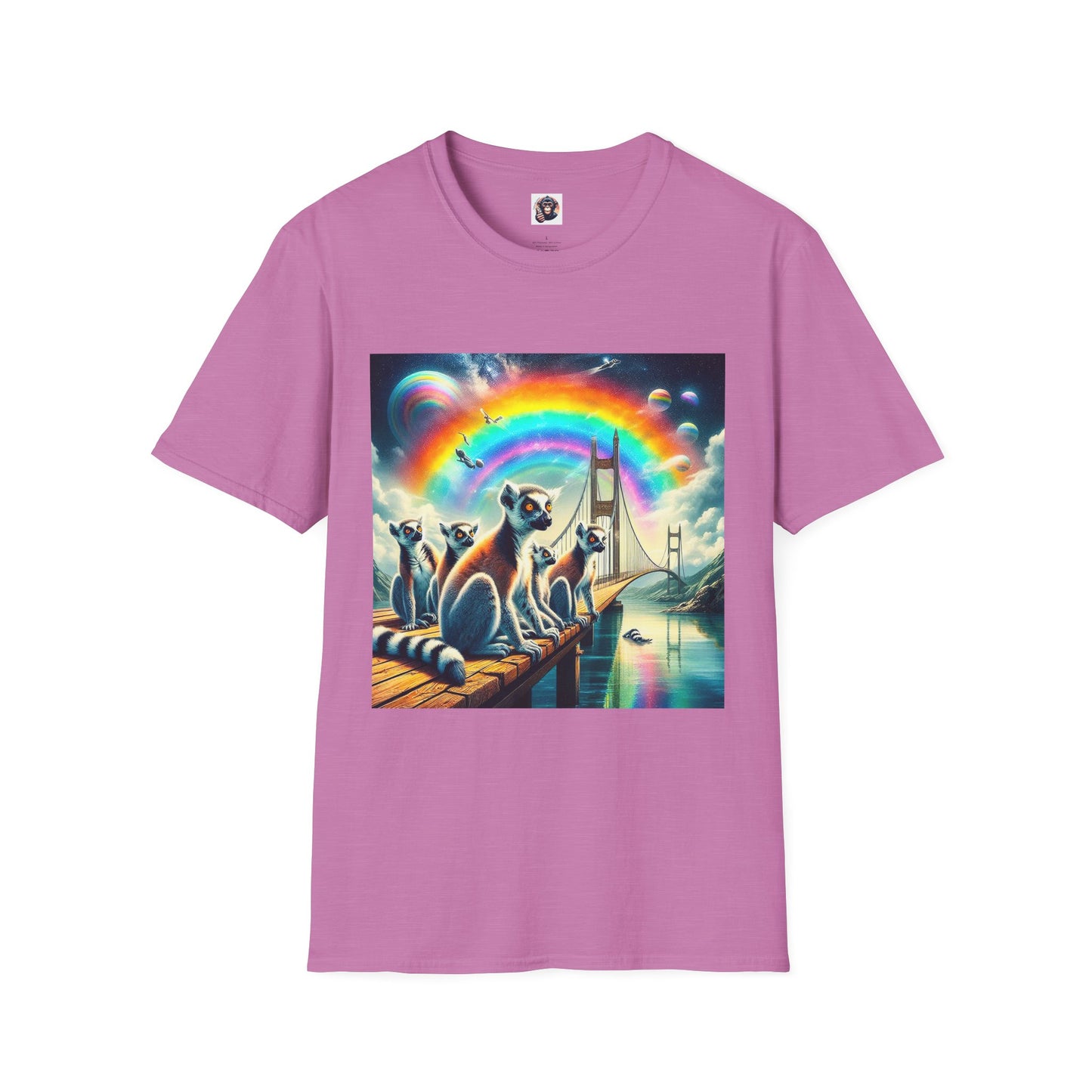 Lemurs rainbow bridge T-Shirt Printify S Heather Radiant Orchid