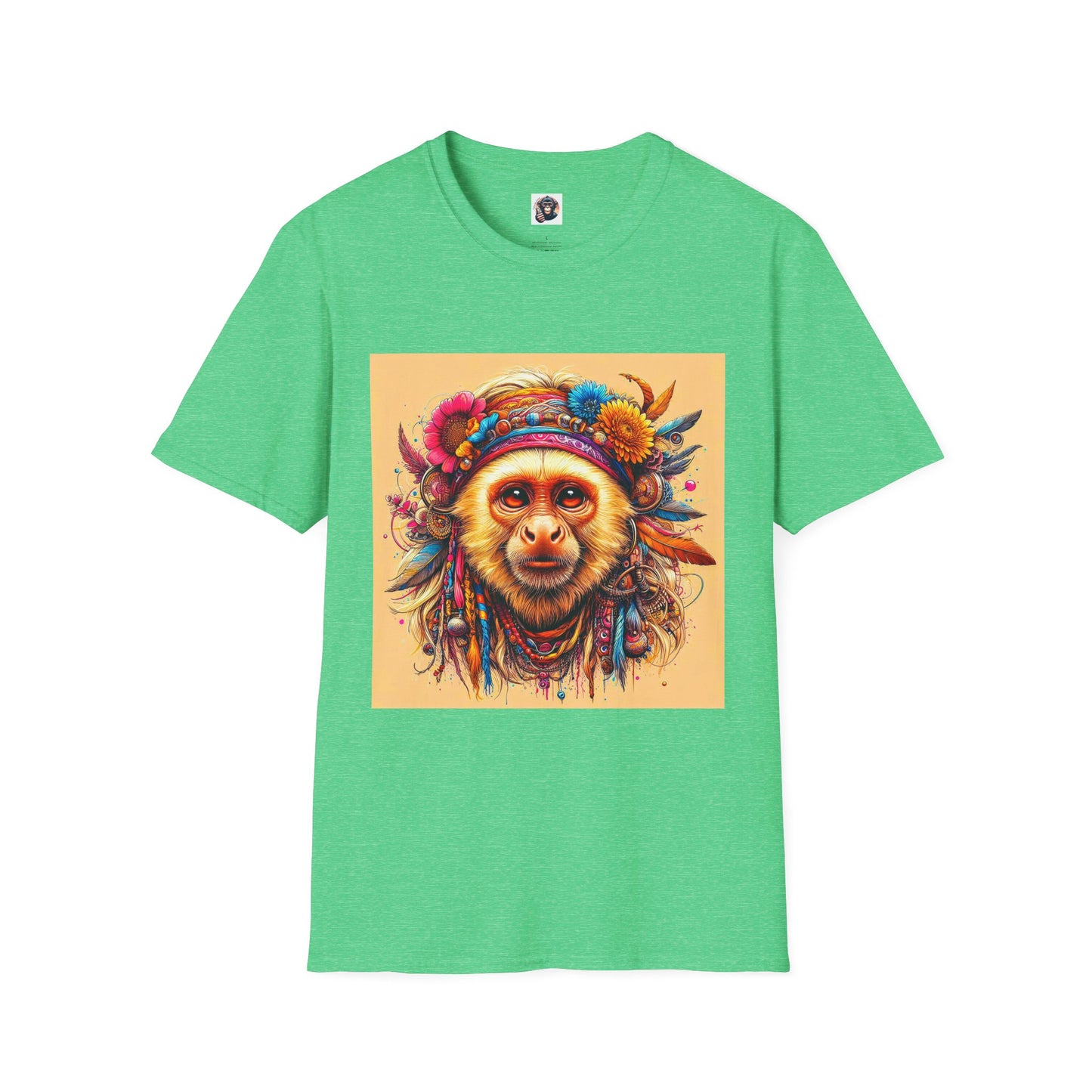 Capuchin Monkey T-Shirt Printify S Heather Irish Green 