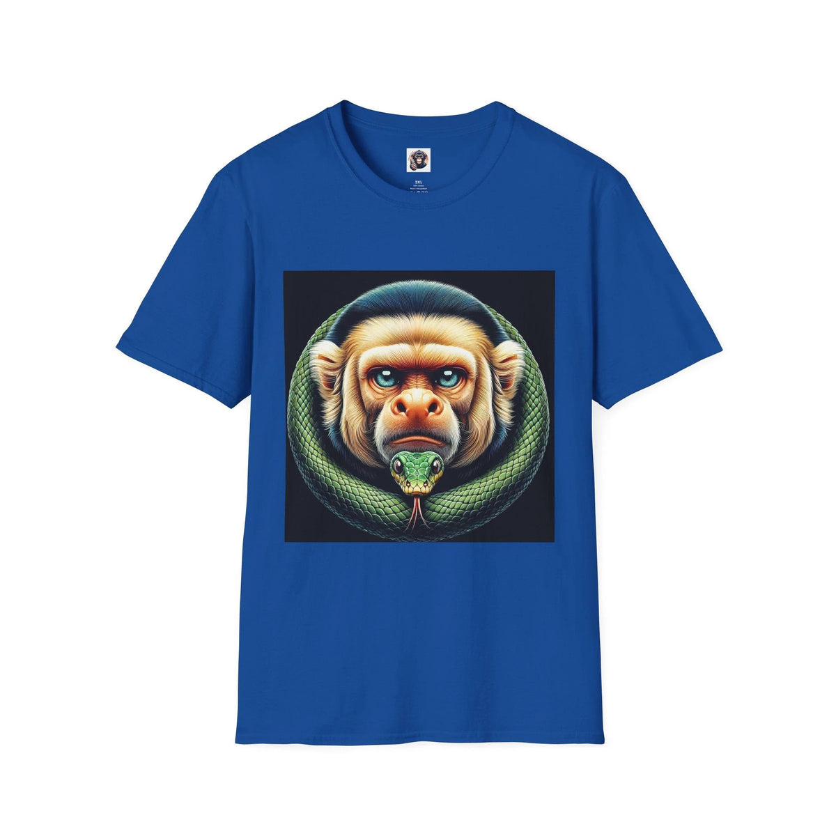 Capuchin Monkey and Snake Graphic T Shirt for Men Cotton Crew Neck Tee Premium Quality Soft Comfort Fit T-Shirt Printify XS Royal