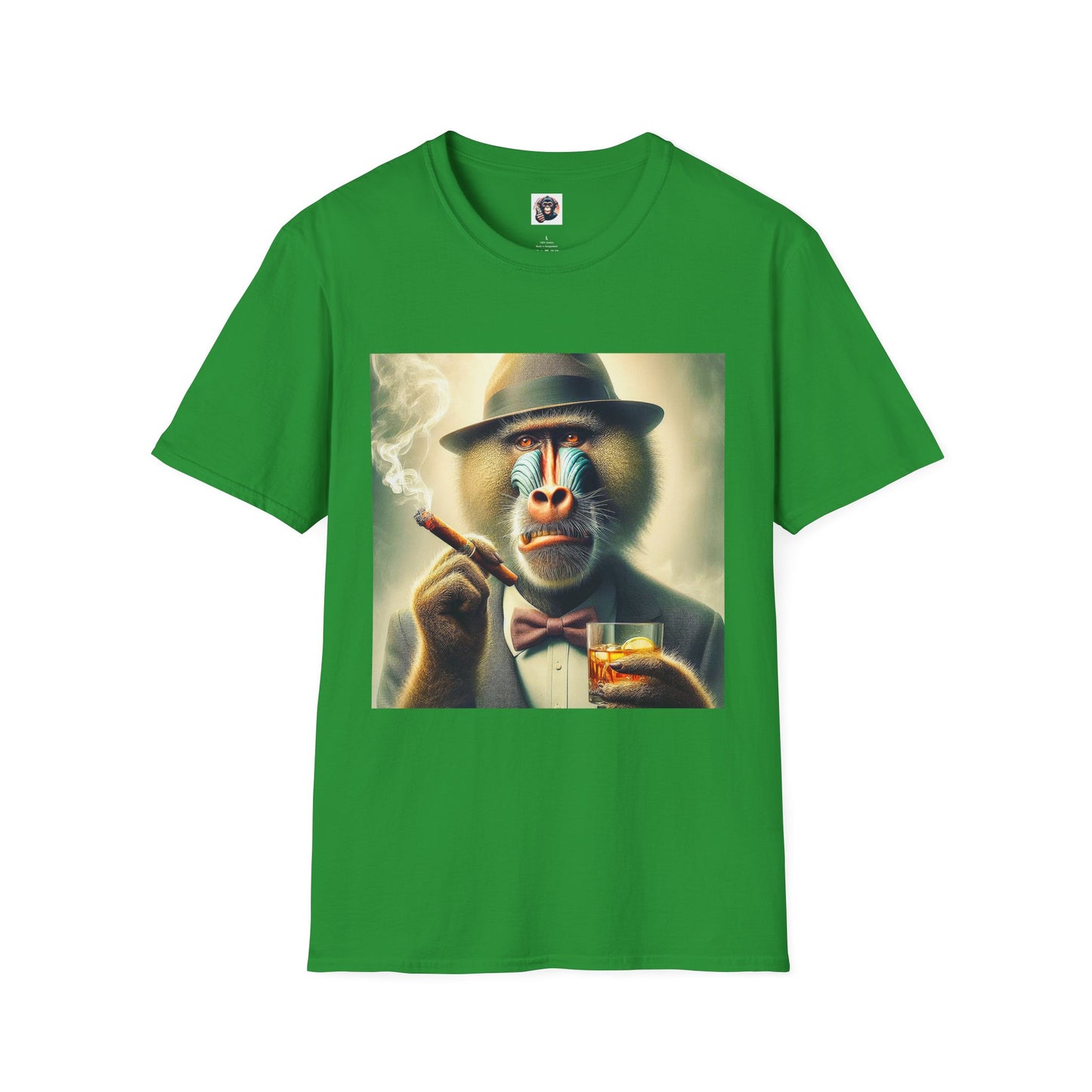 Baboon whiskey and cigars T-Shirt Printify S Irish Green