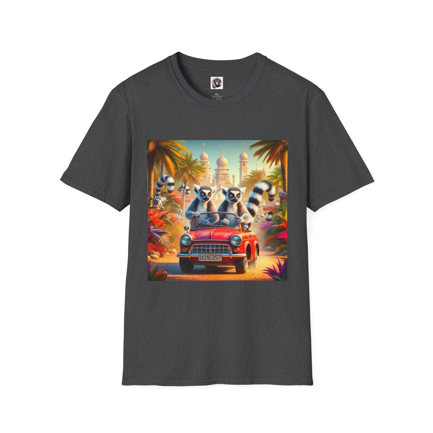 Wacky Lemurs red car T-Shirt Printify XS Dark Heather
