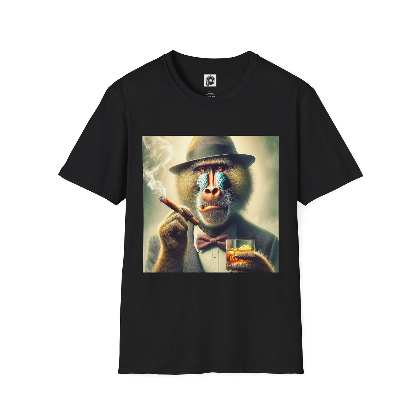 Baboon whiskey and cigars T-Shirt Printify XS Black