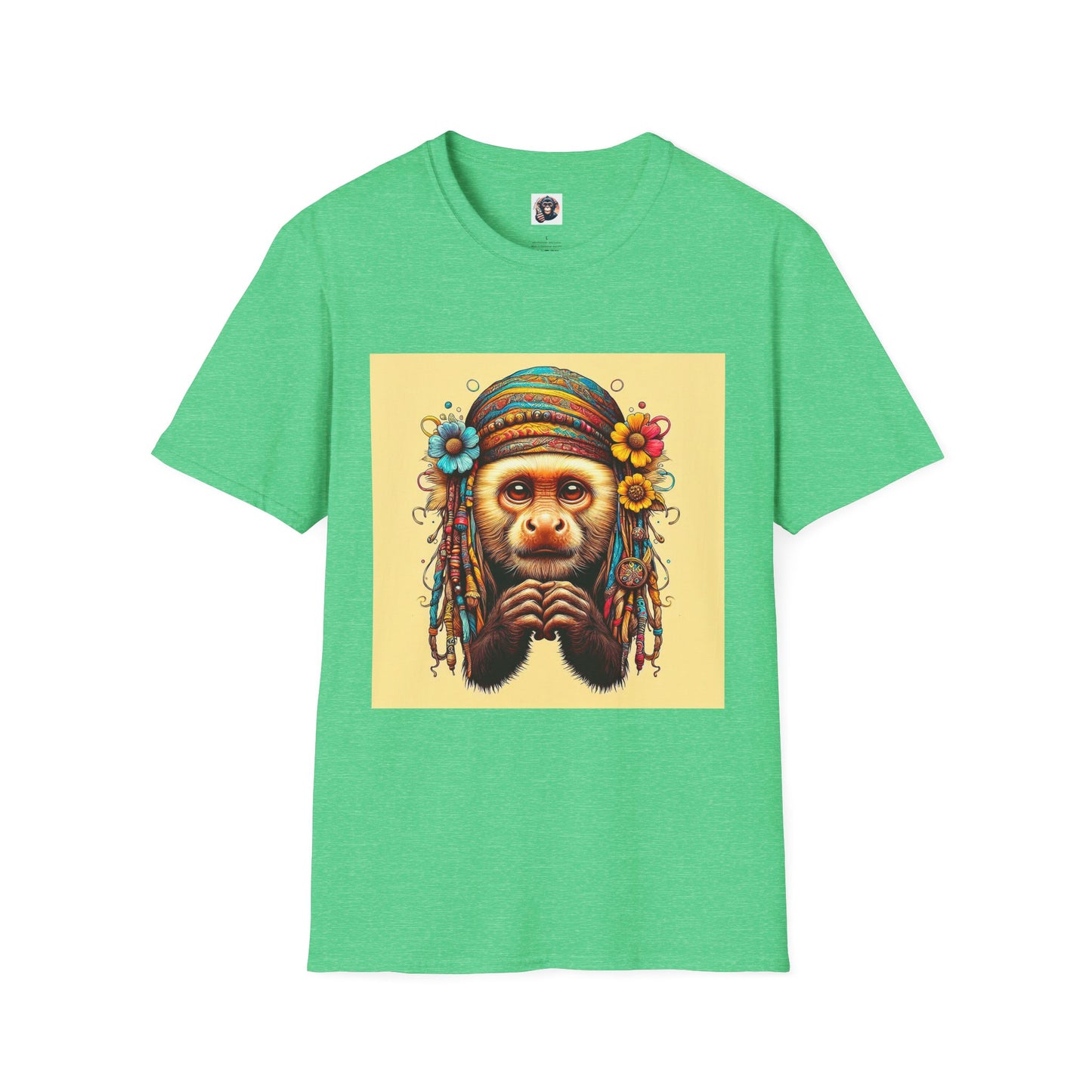 Capuchin Monkey T-Shirt Printify S Heather Irish Green 